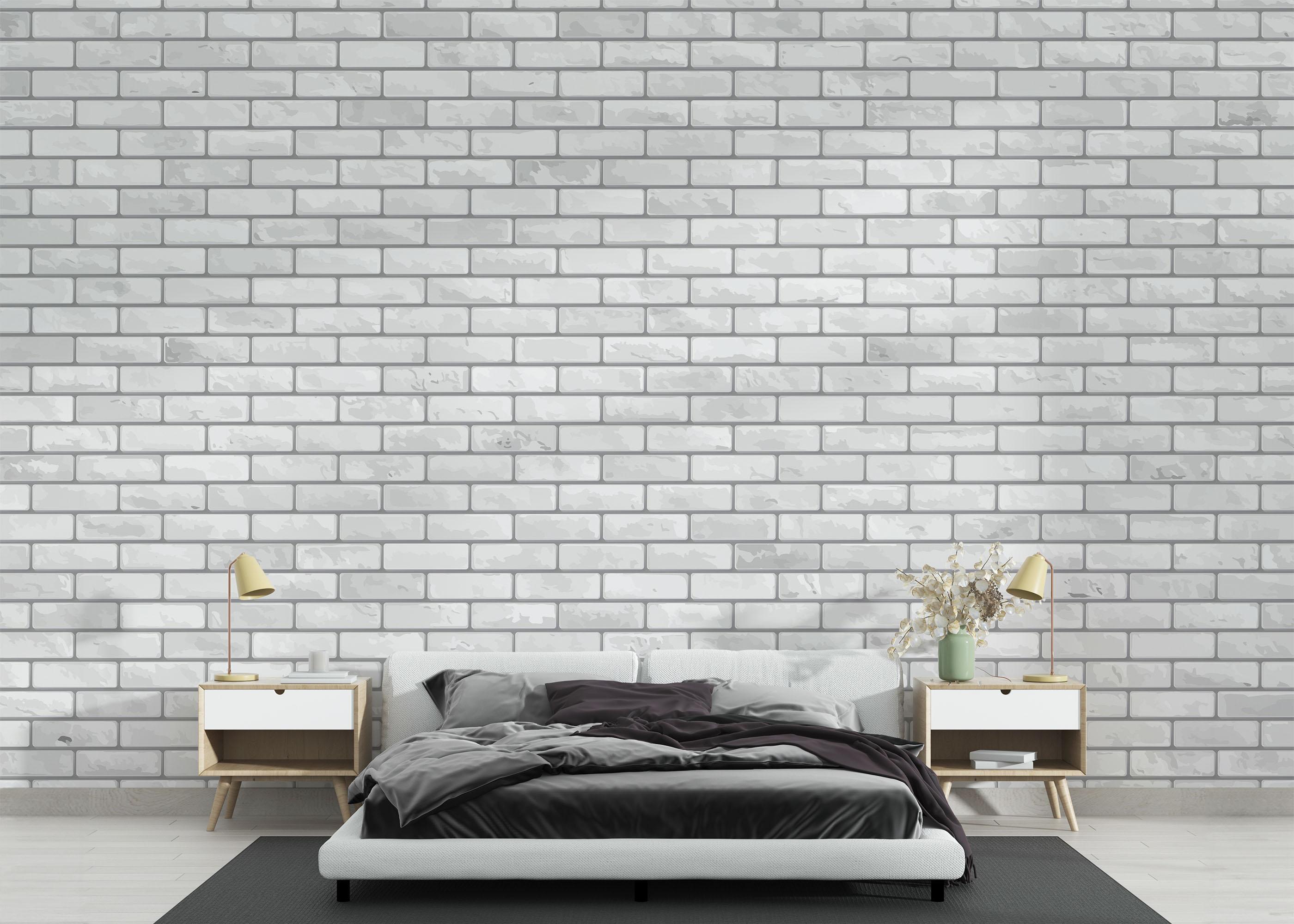 Fototapete Grey Brick Wall mockup 3