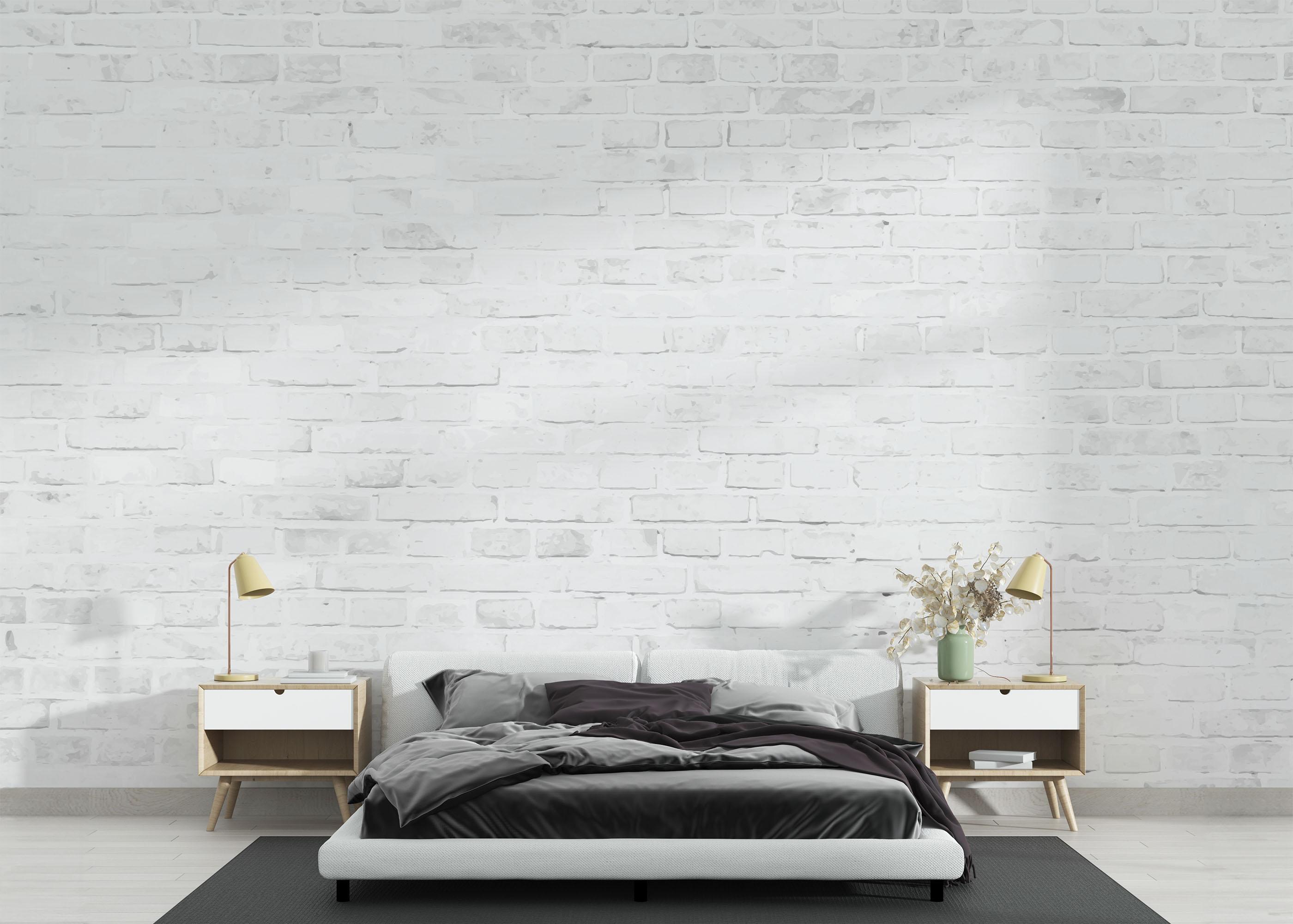 Fototapete Light White Brick mockup 3