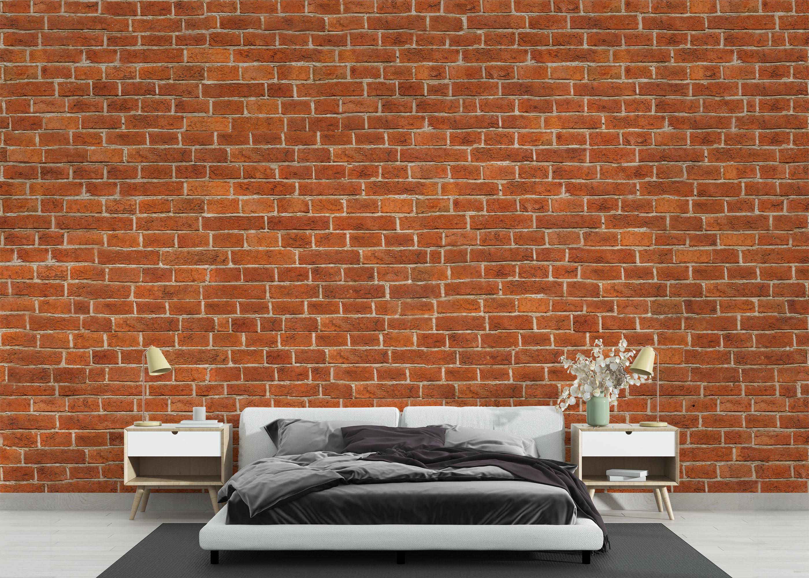 Fototapete Orange Brick Wall mockup 3