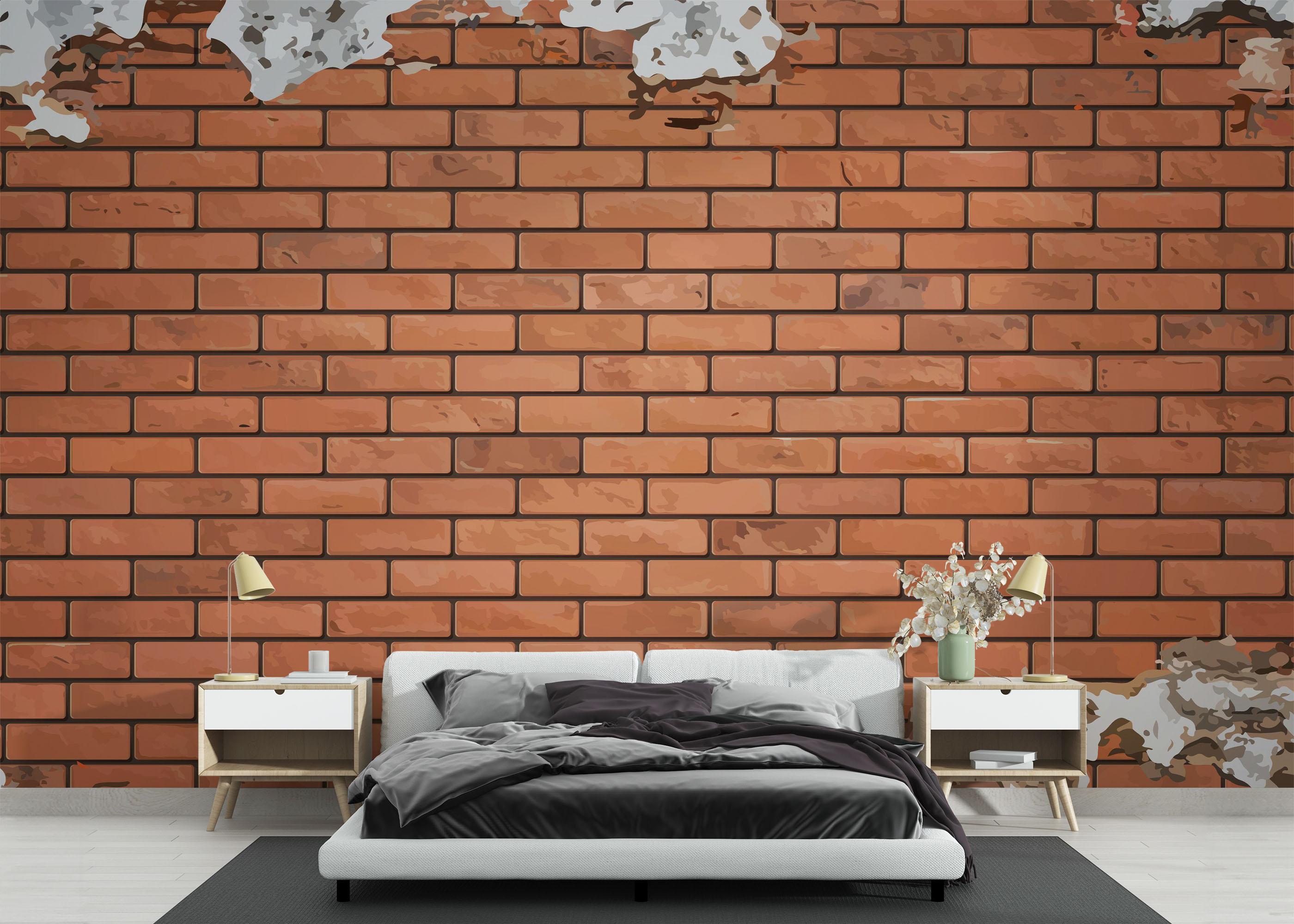 Fototapete Pretty Color Brick mockup 3