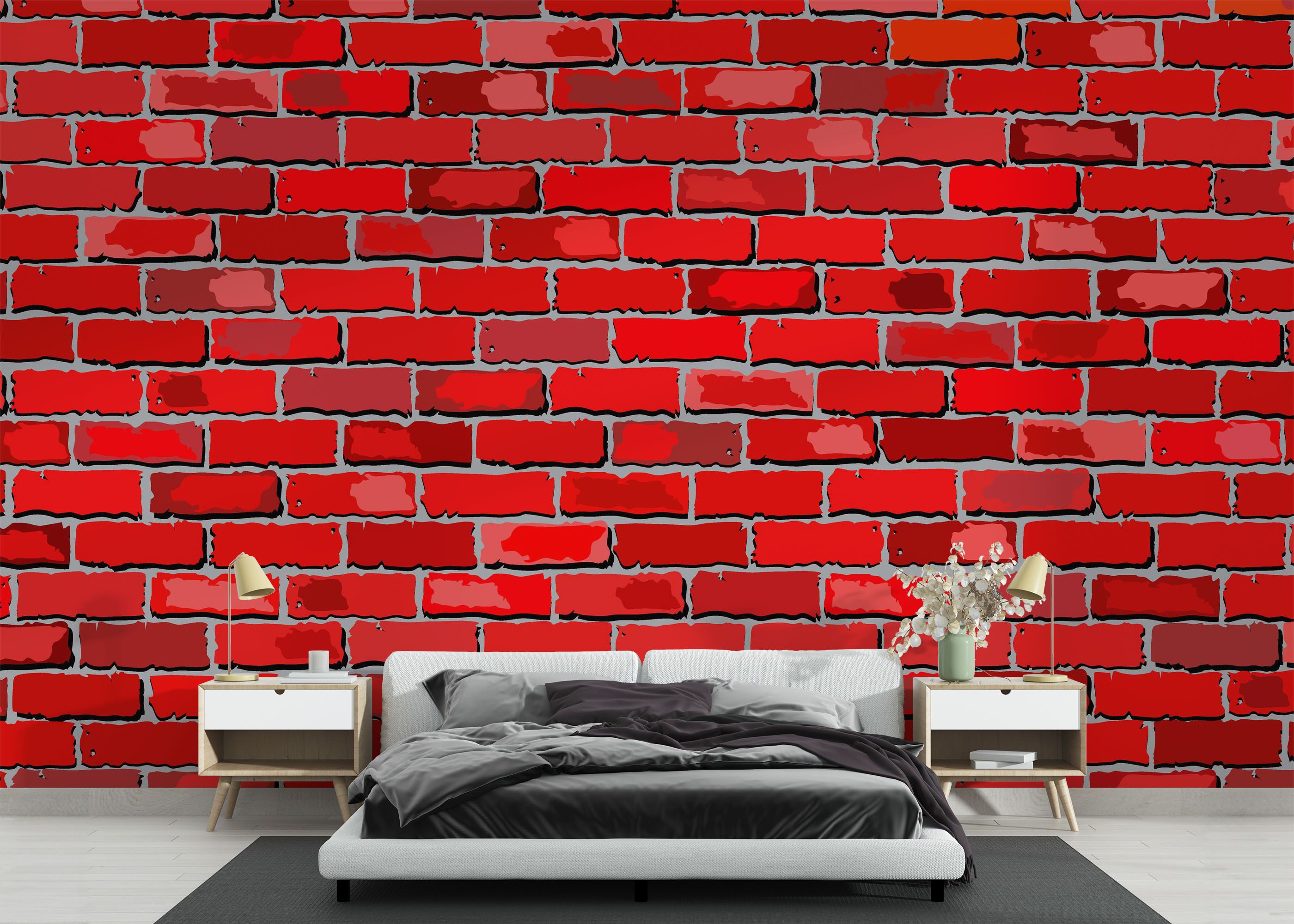 Red Color Brick mockup 3
