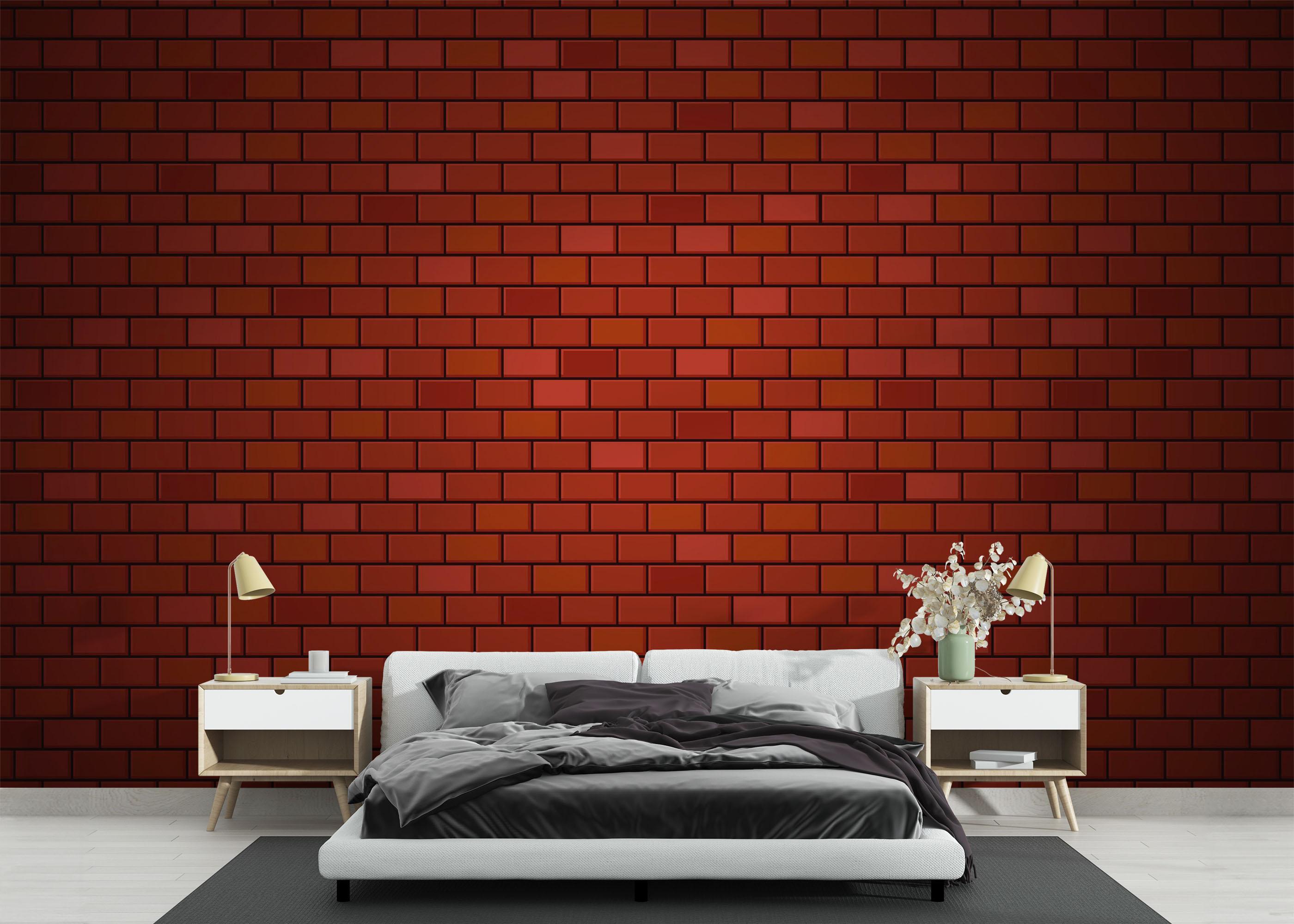 Fototapete Red Light Brick mockup 3