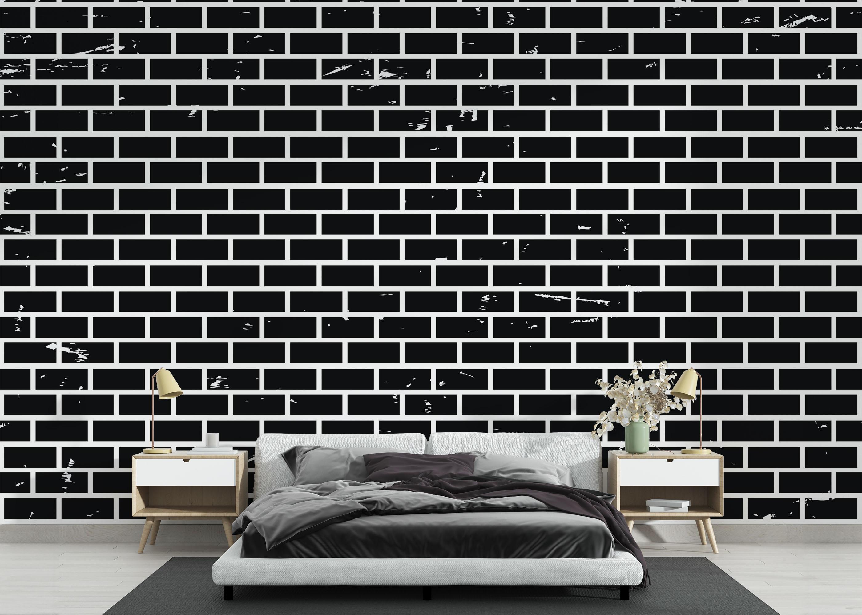 Fototapete Small Black Brick mockup 3
