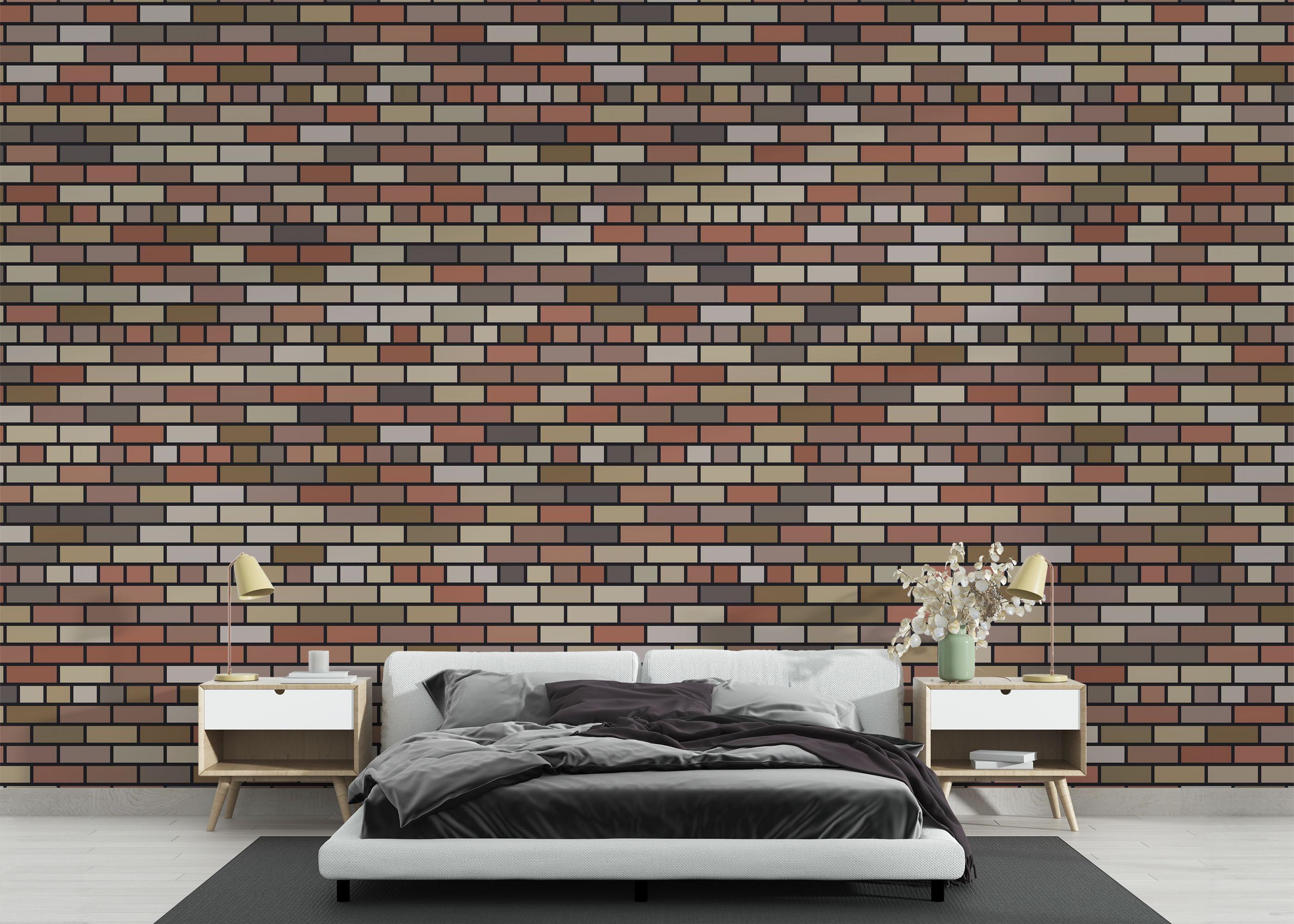 Fototapete Small Brown Brick mockup 3