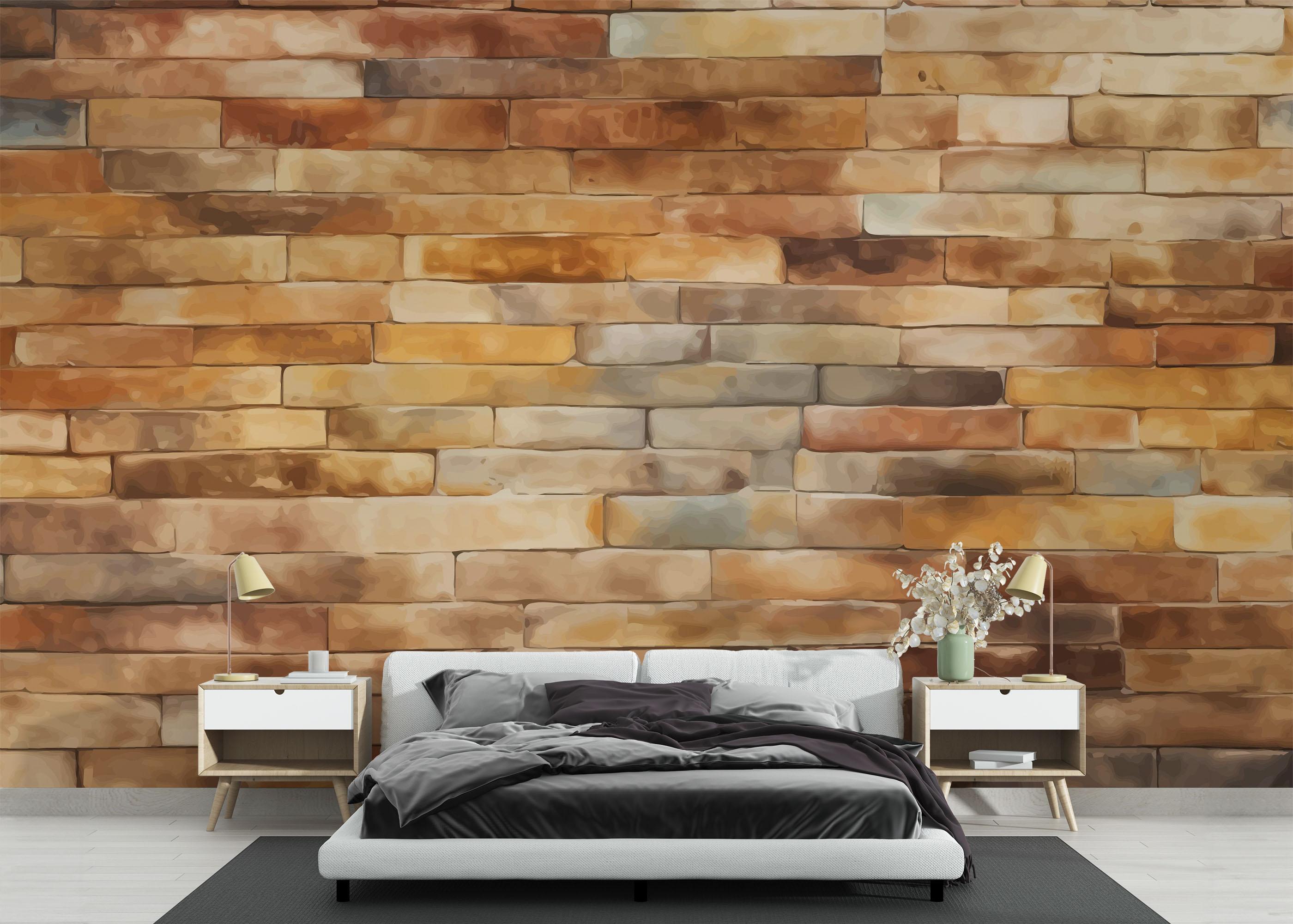 Fototapete Yellow Light Brick mockup 3