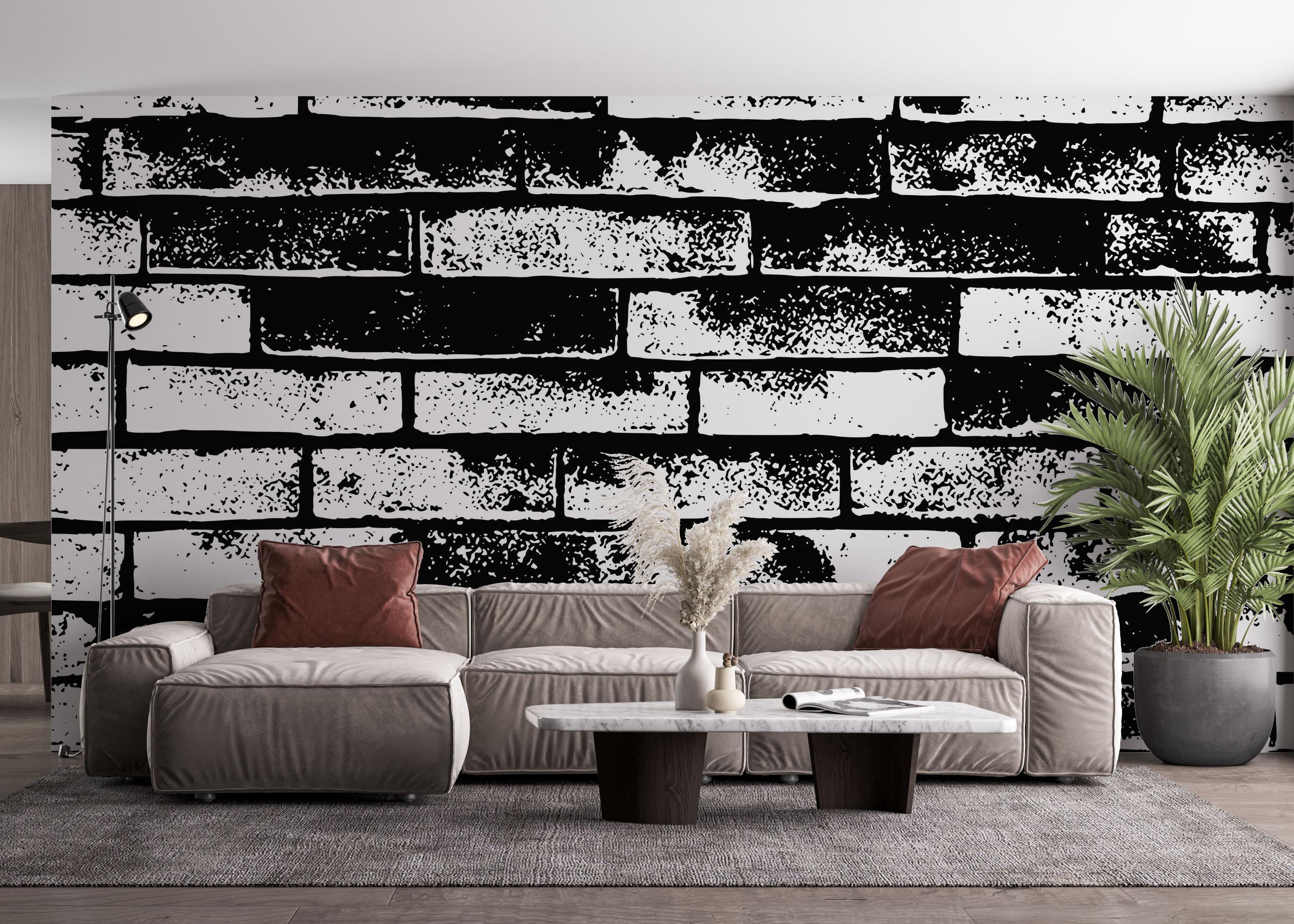 Fototapete Brick Black Spray mockup 4