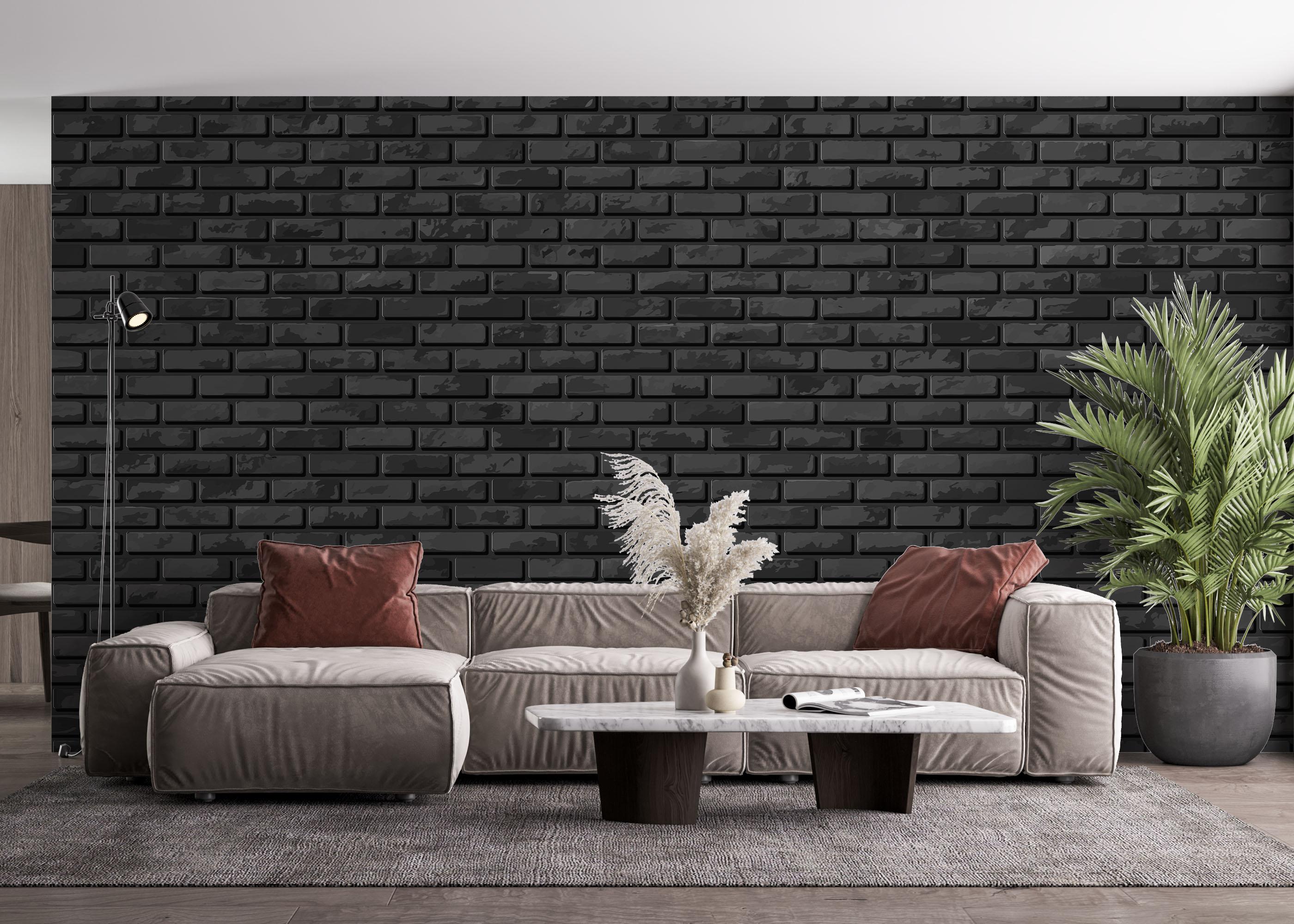 Fototapete Brick Cool Black mockup 4