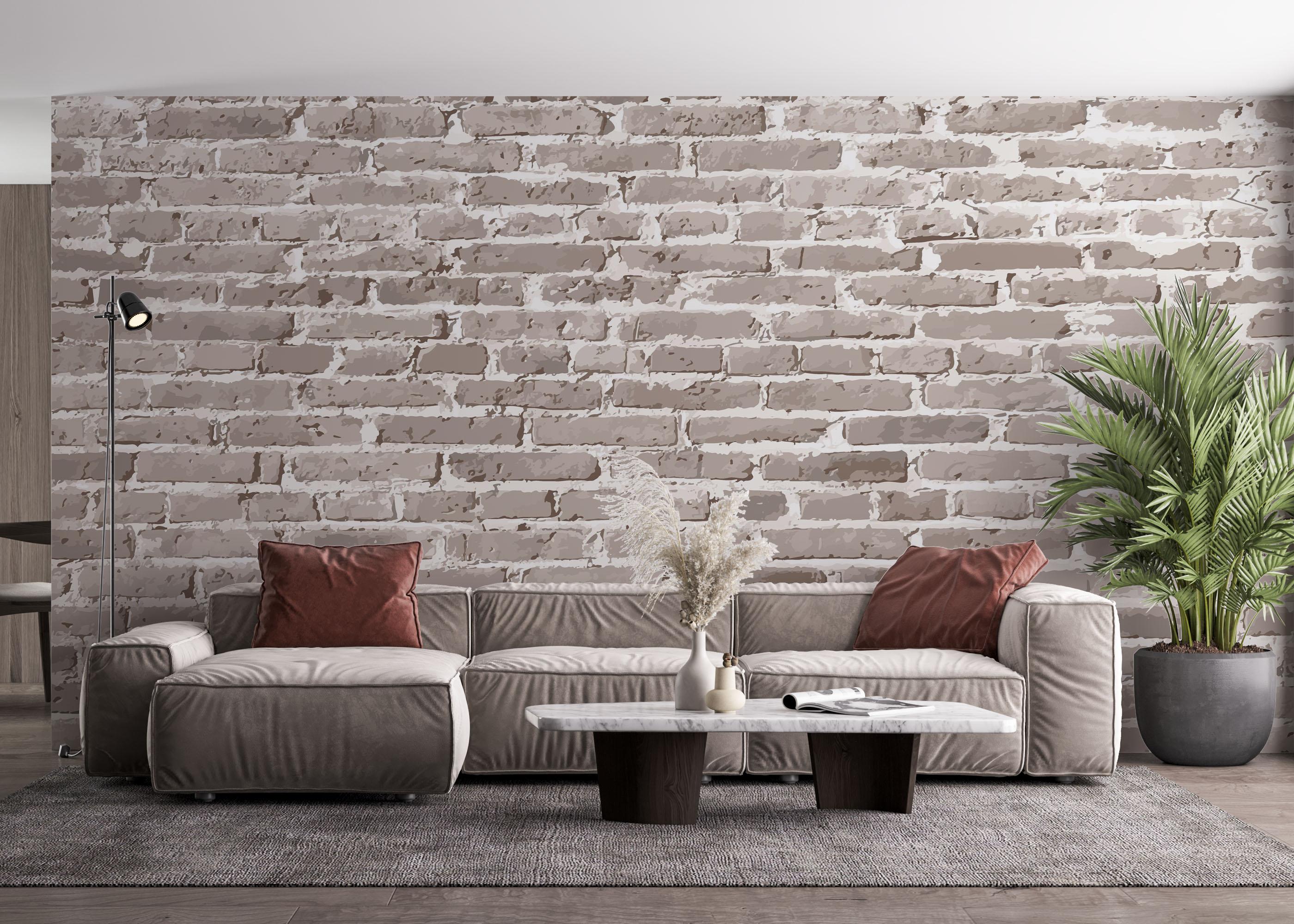 Fototapete Cream Long Brick mockup 4