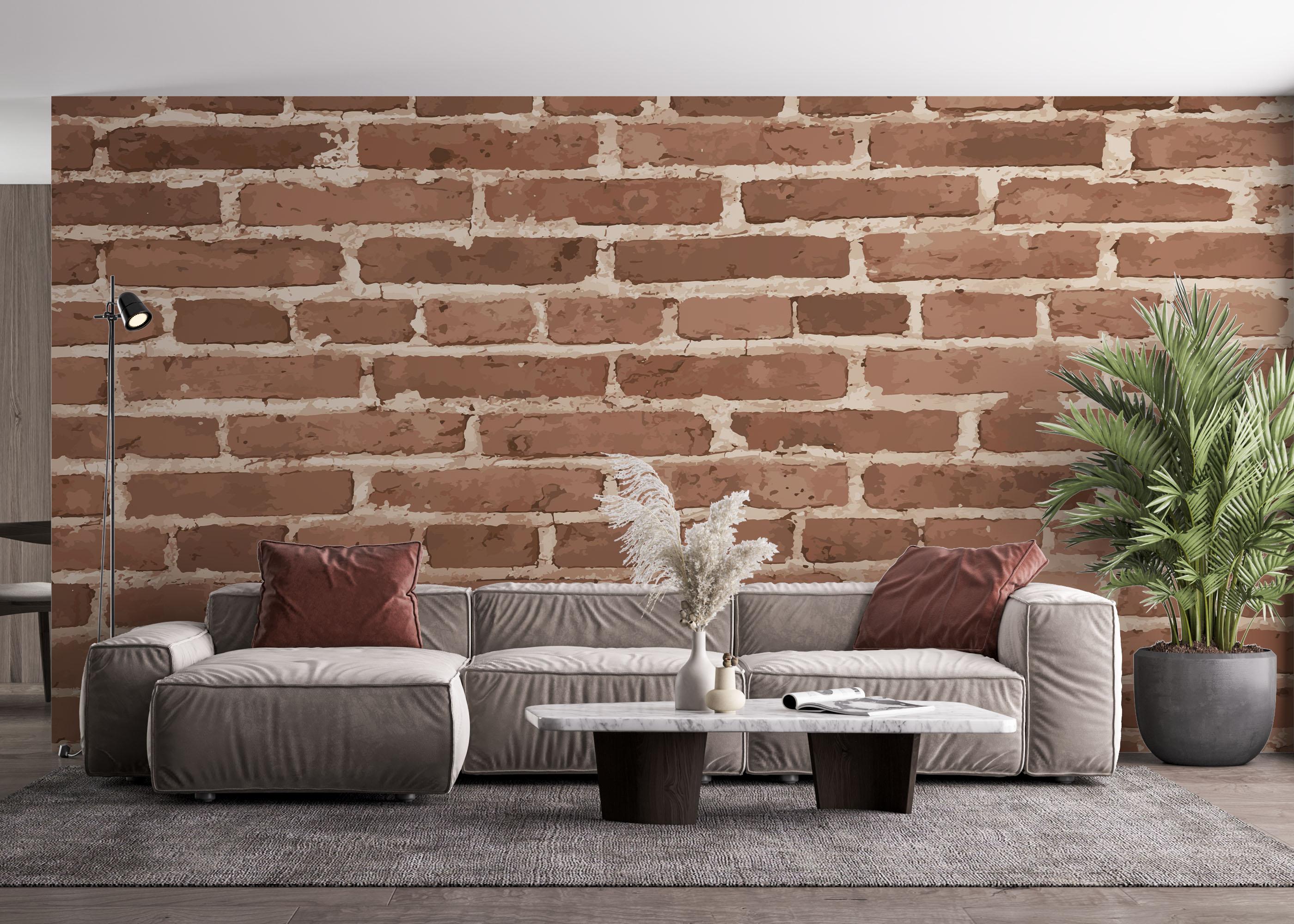 Fototapete Dark Cream Brick mockup 4