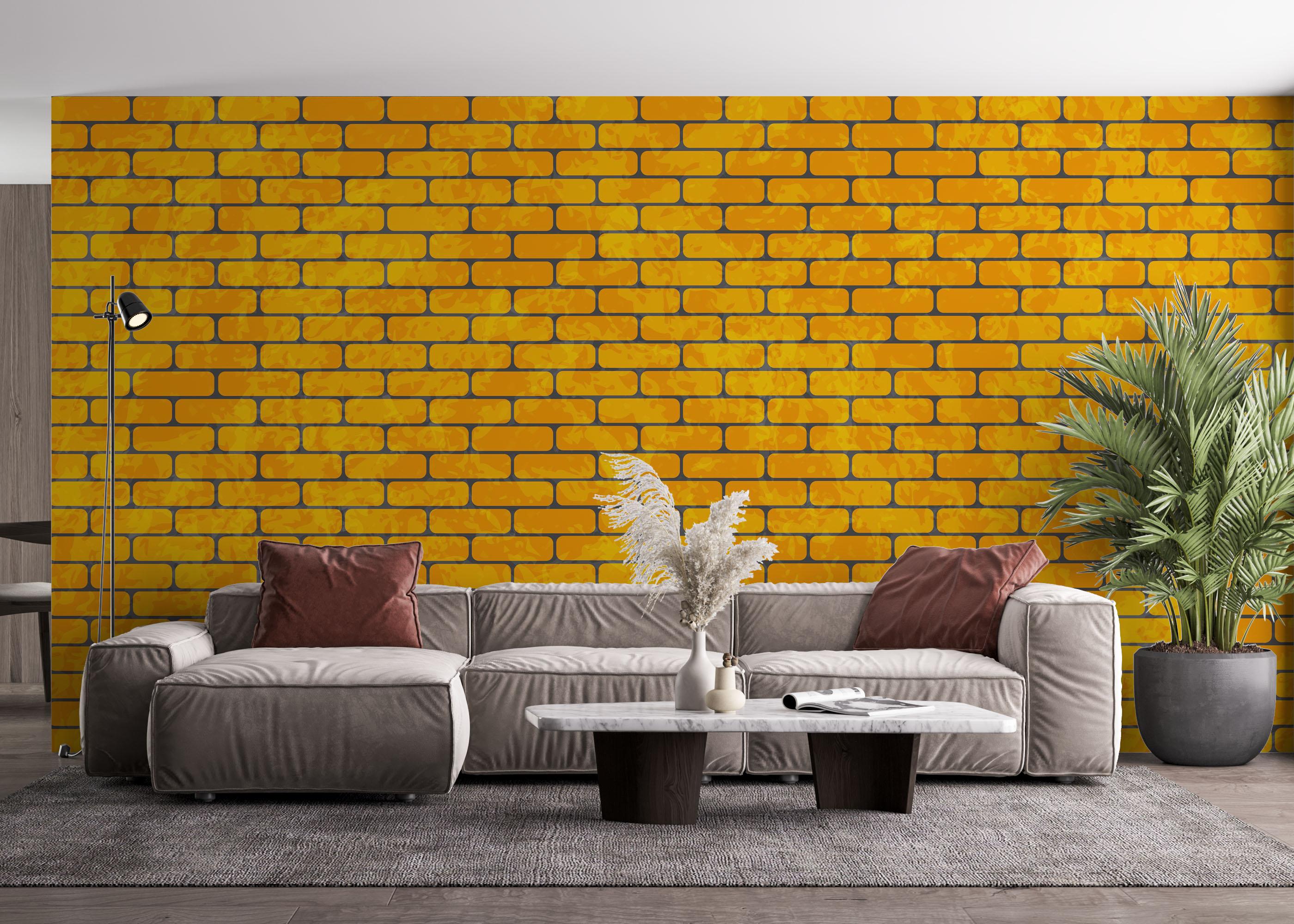 Fototapete Gold Color Brick mockup 4