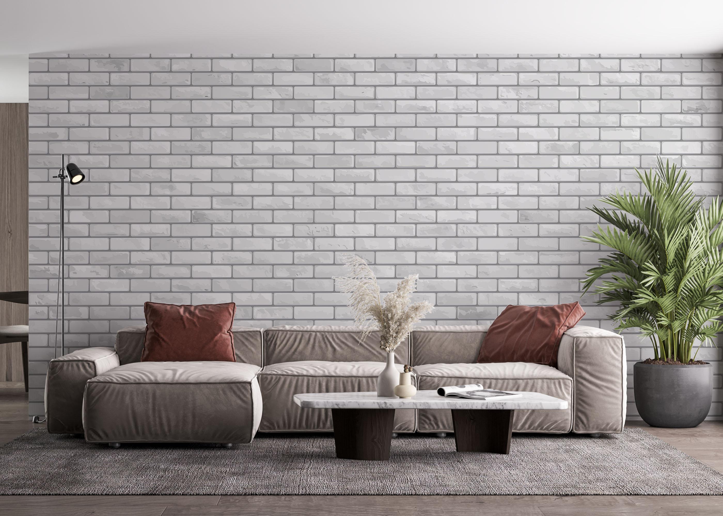 Fototapete Grey Brick Wall mockup 4