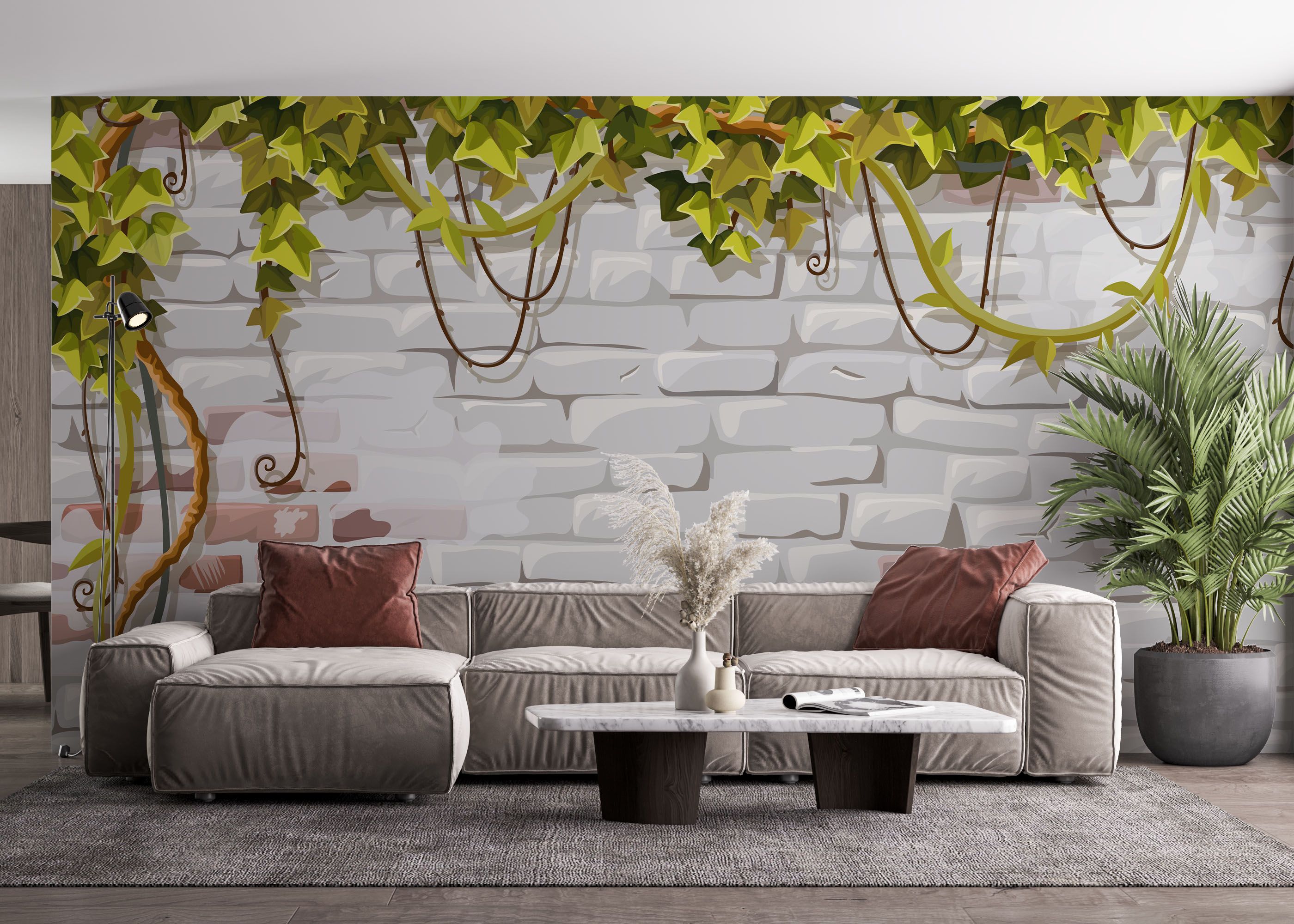 Leaves White Brick mockup 4