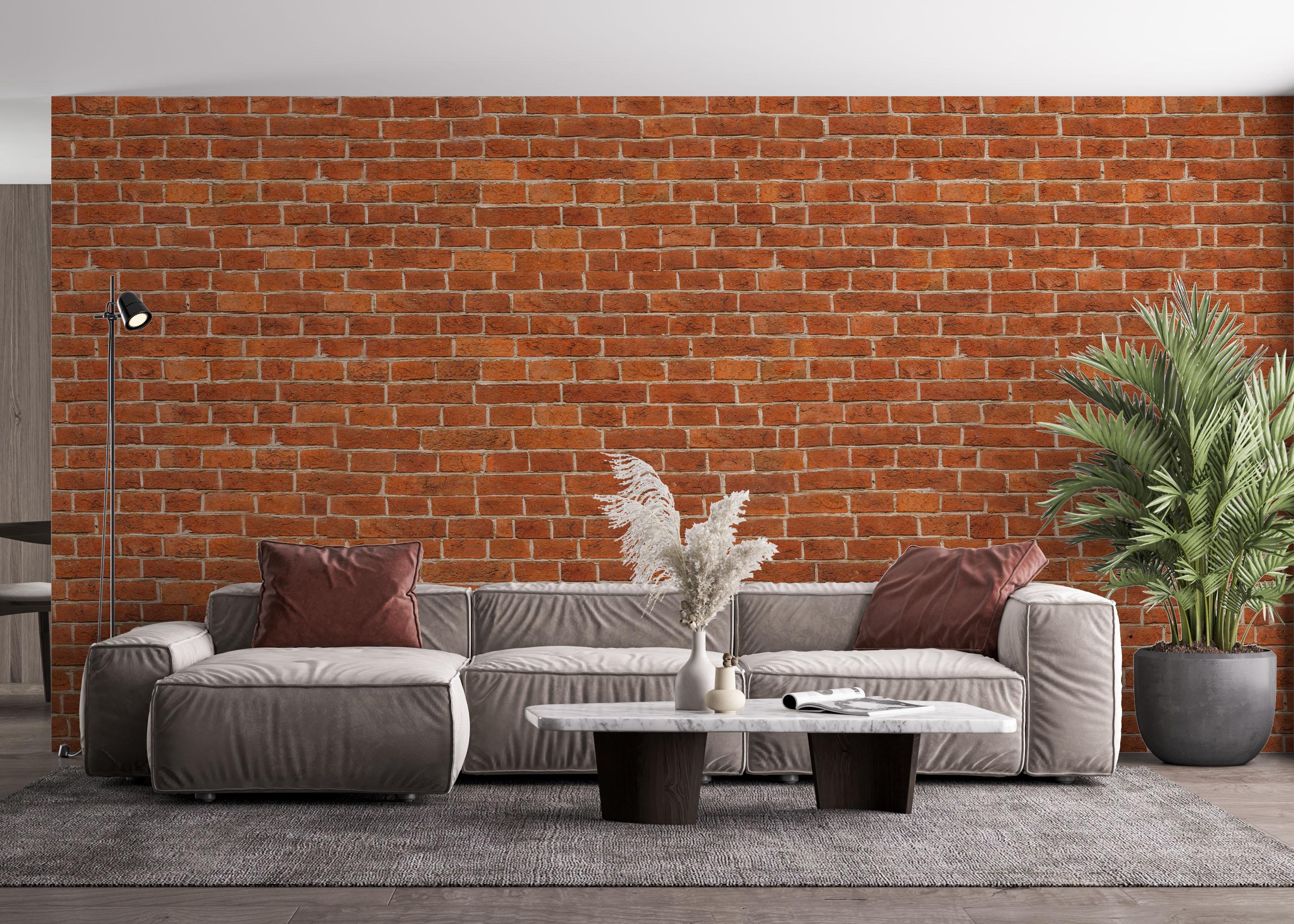 Fototapete Orange Brick Wall mockup 4