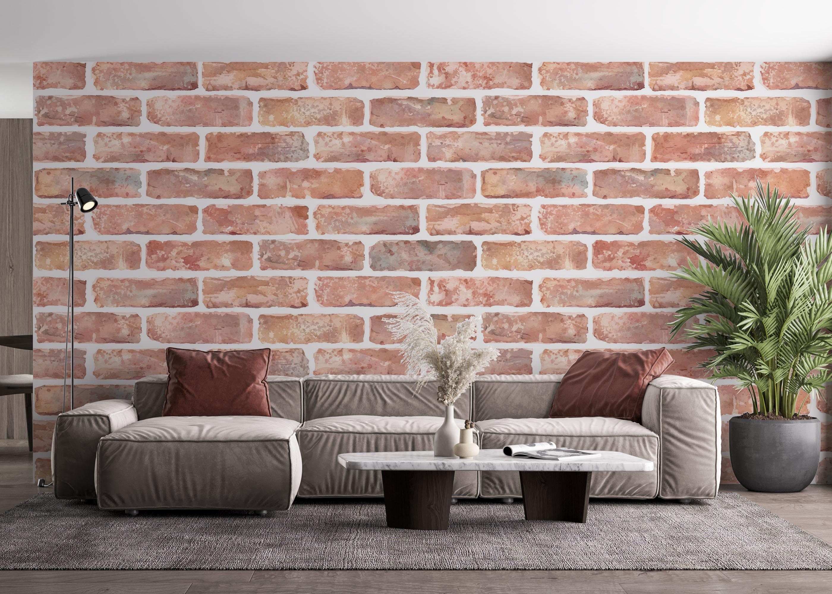 Fototapete Pastel Colors Brick mockup 4