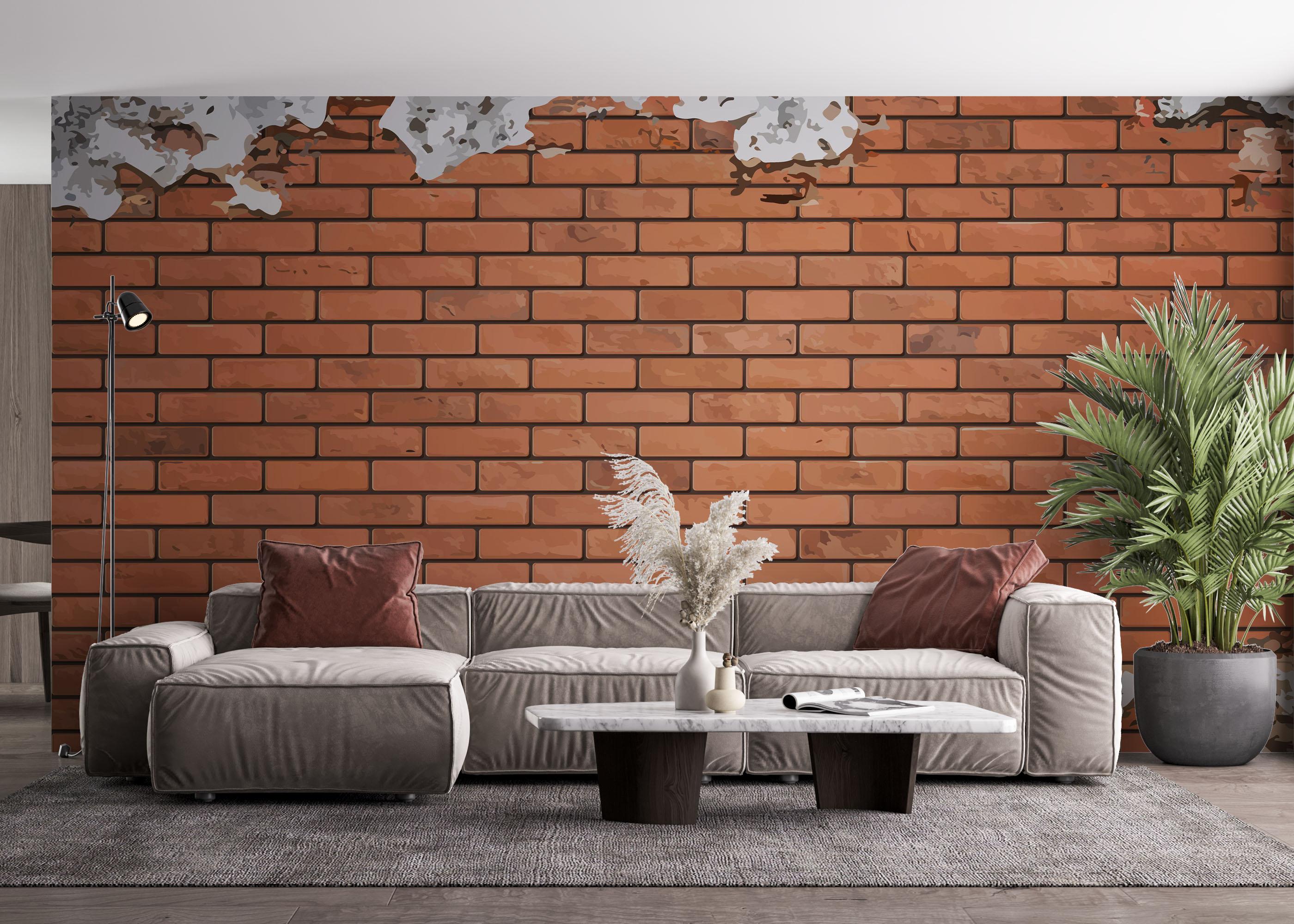 Fototapete Pretty Color Brick mockup 4