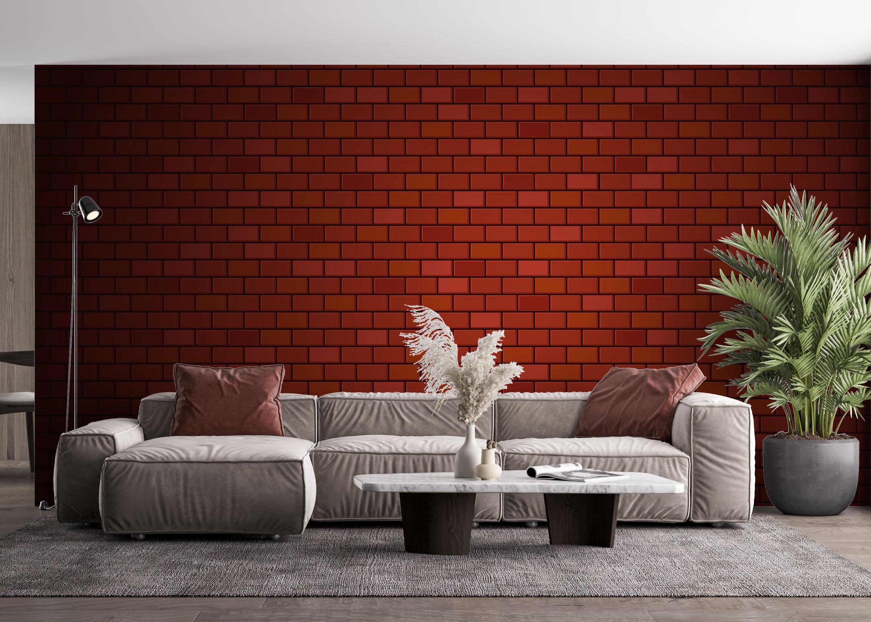 Fototapete Red Light Brick mockup 4