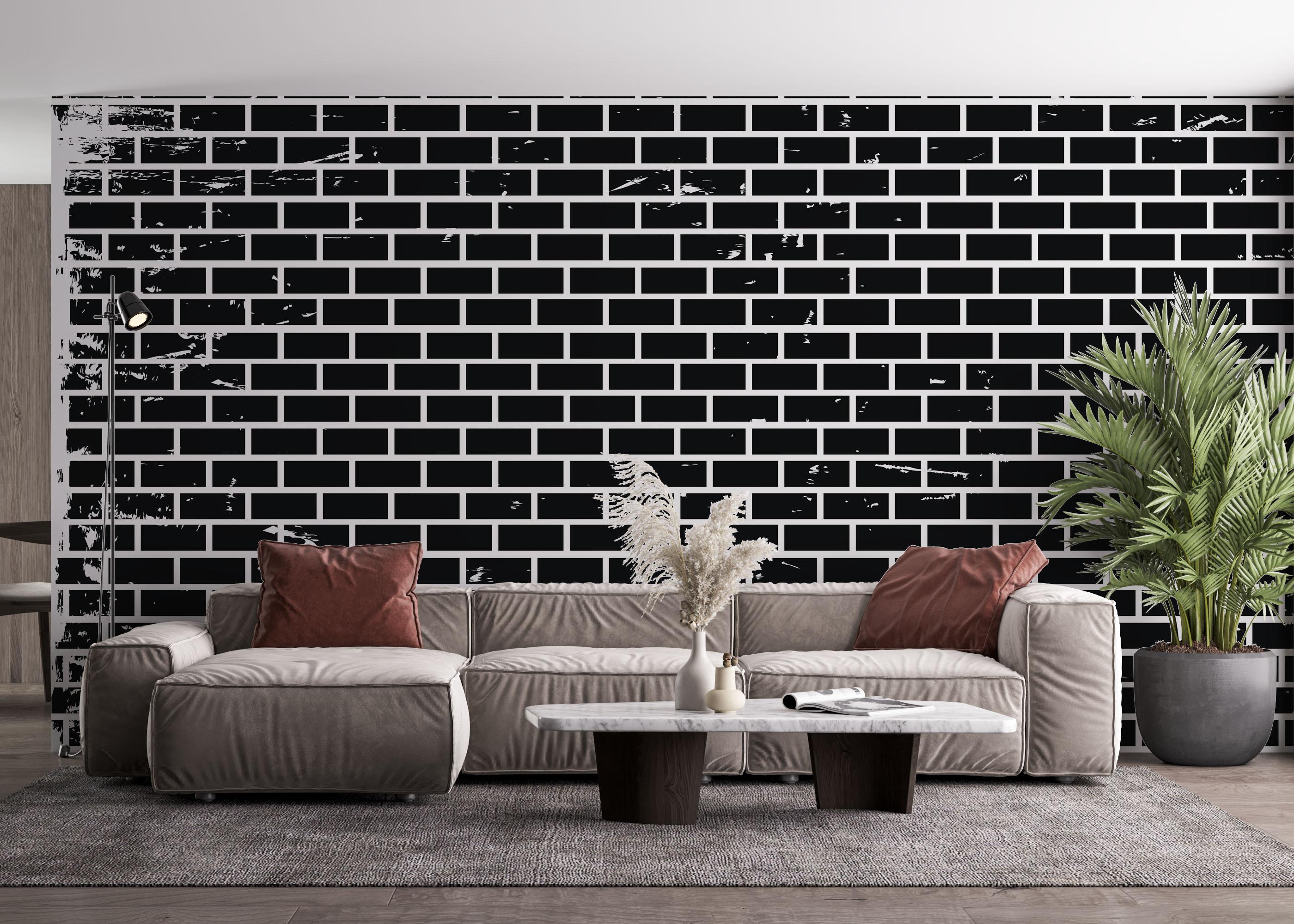 Fototapete Small Black Brick mockup 4