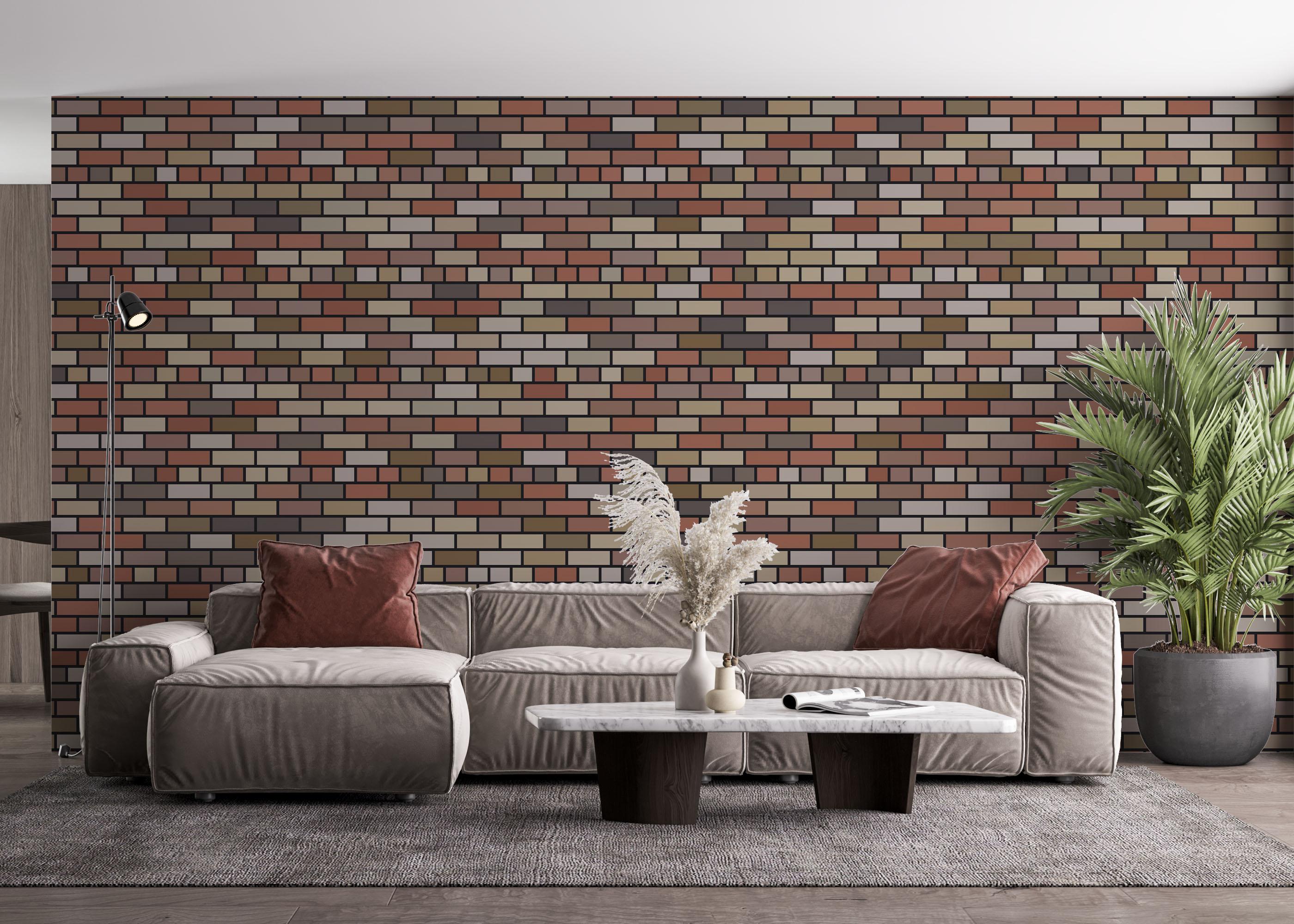 Fototapete Small Brown Brick mockup 4