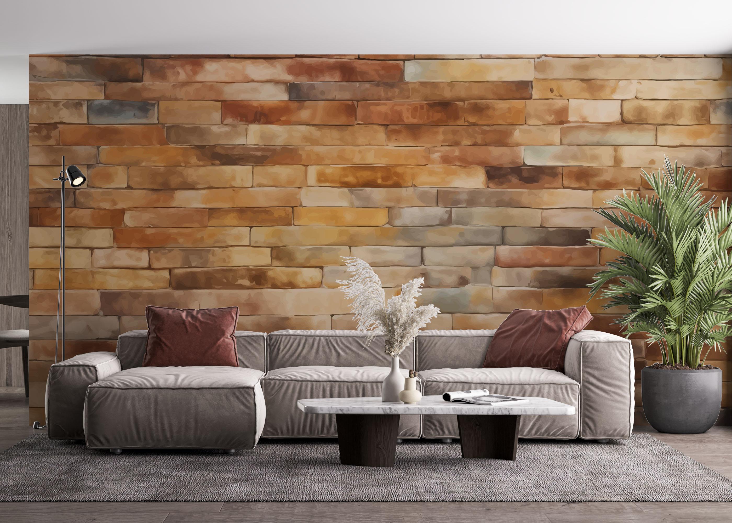 Fototapete Yellow Light Brick mockup 4