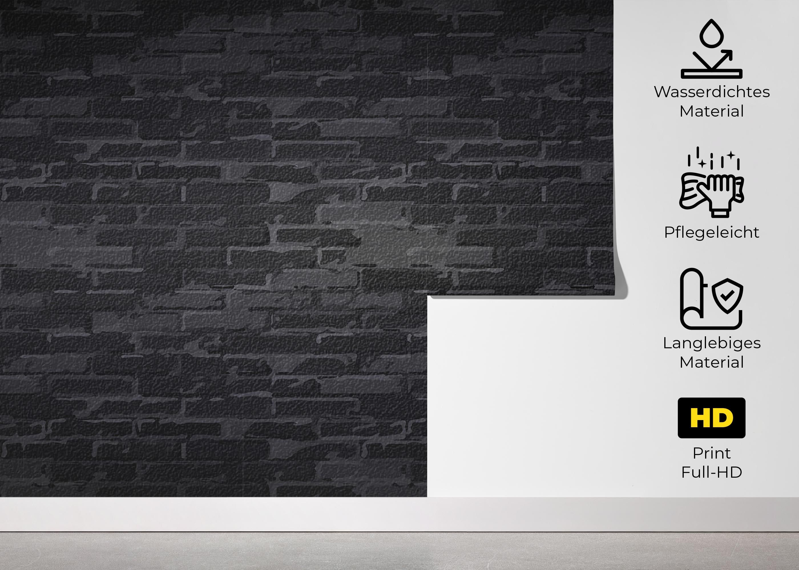 Black Grey Brick Wall mockup 5