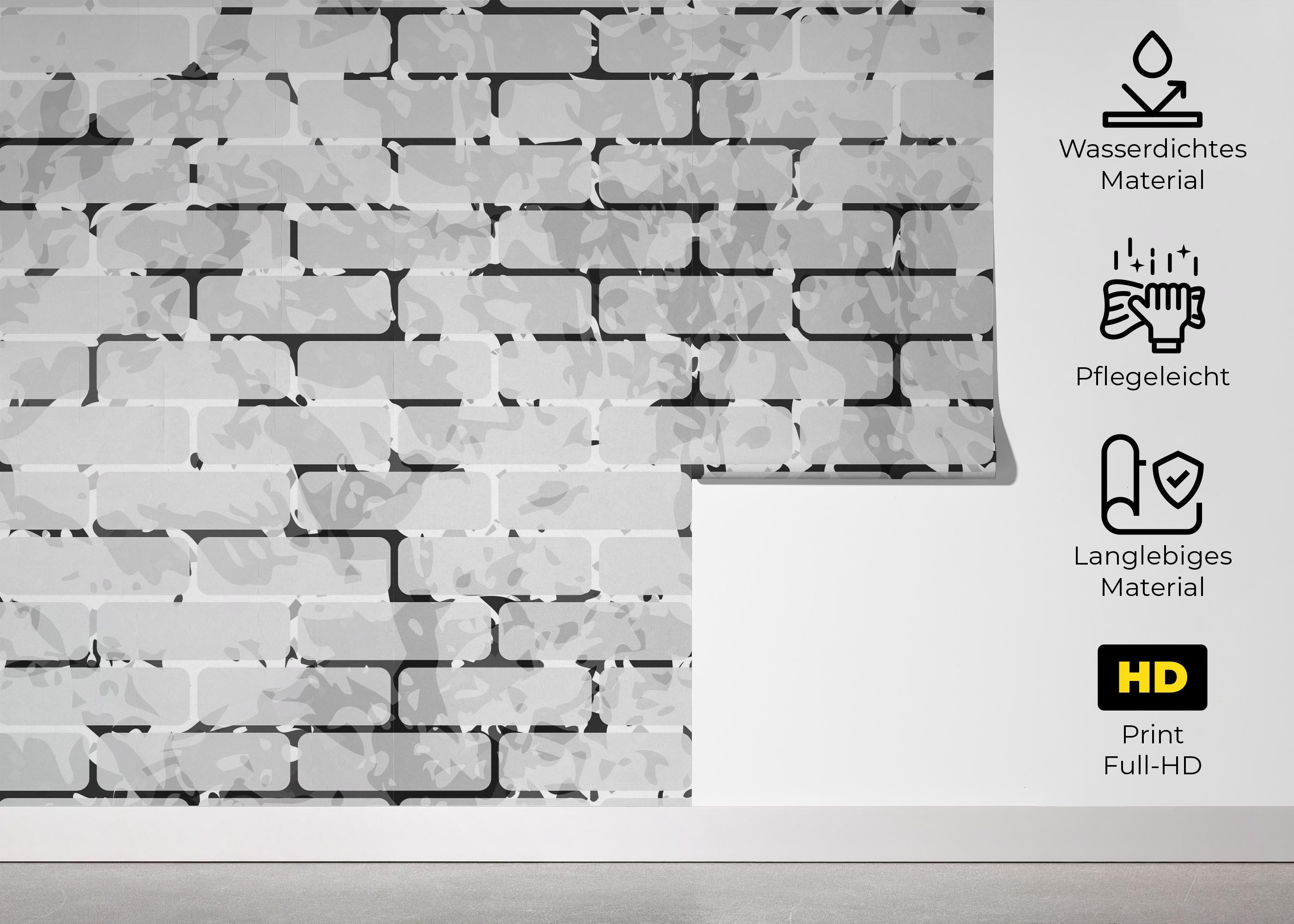 Fototapete Black Line Brick mockup 5