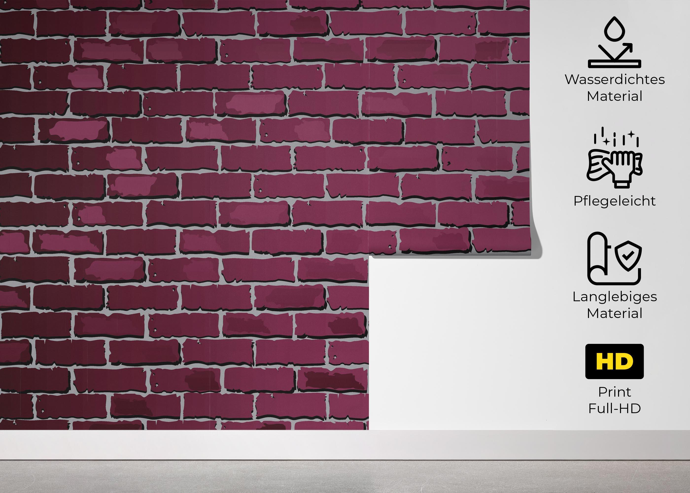 Fototapete Burgundy Color Brick mockup 5