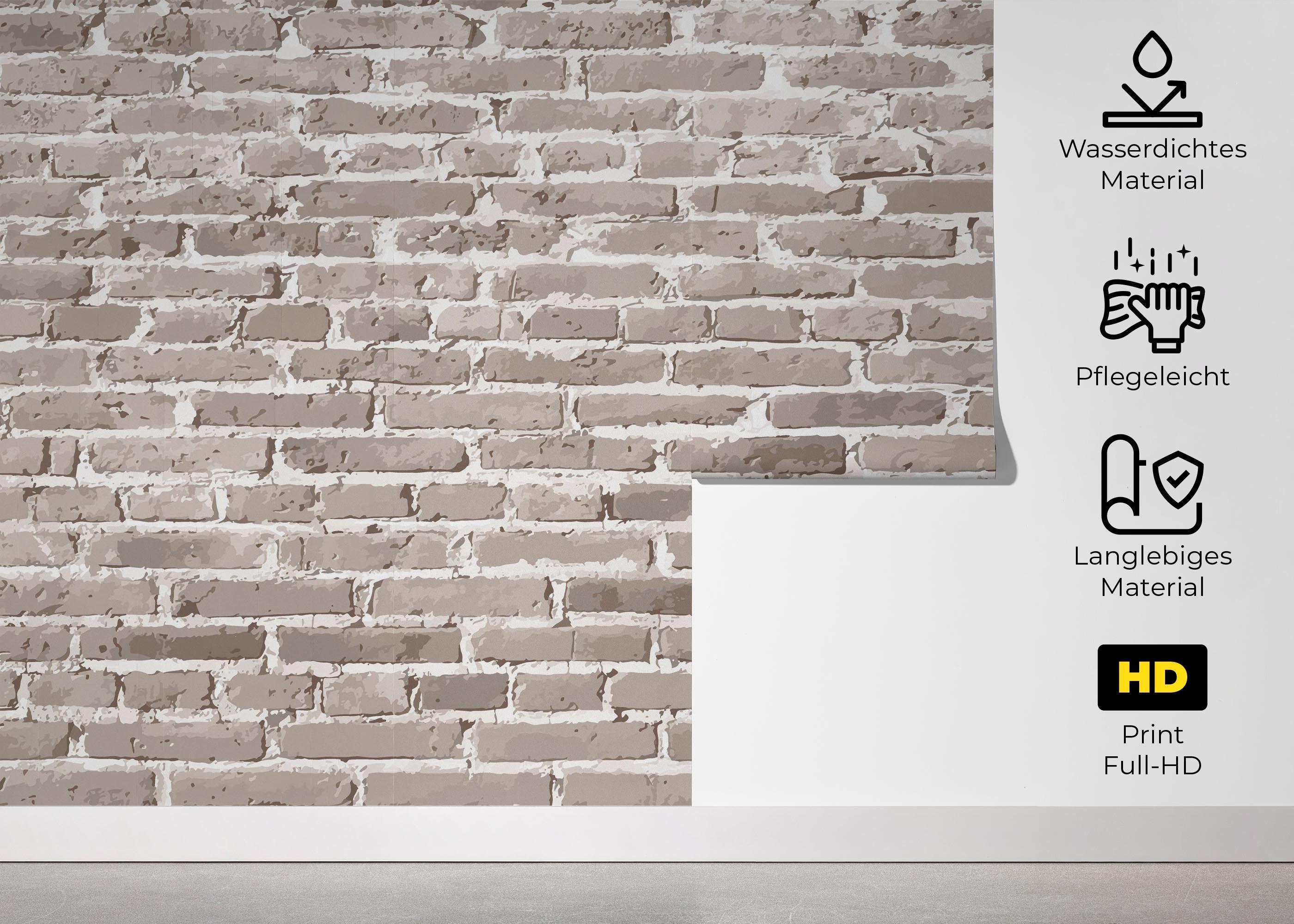 Fototapete Cream Long Brick mockup 5