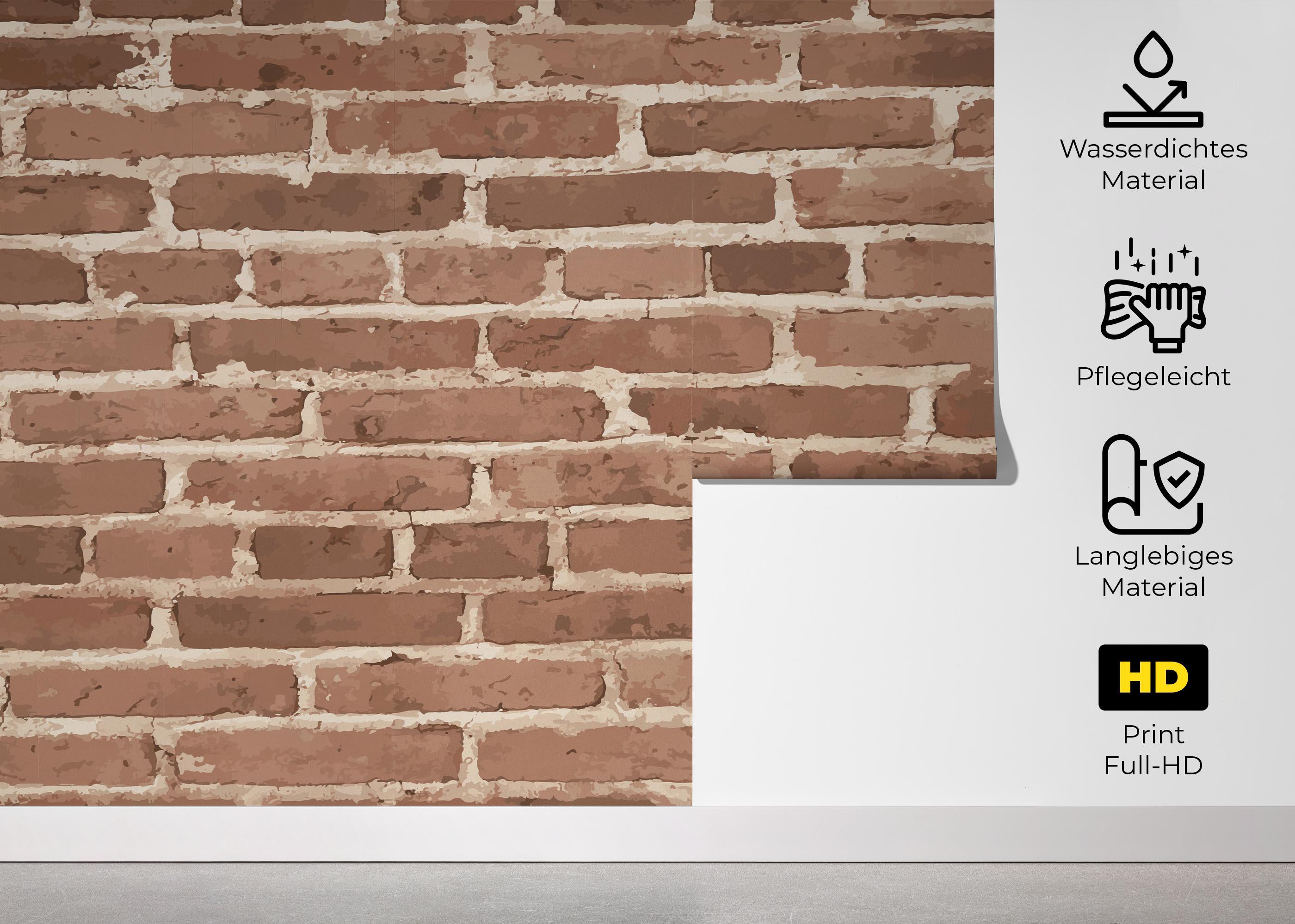 Fototapete Dark Cream Brick mockup 5