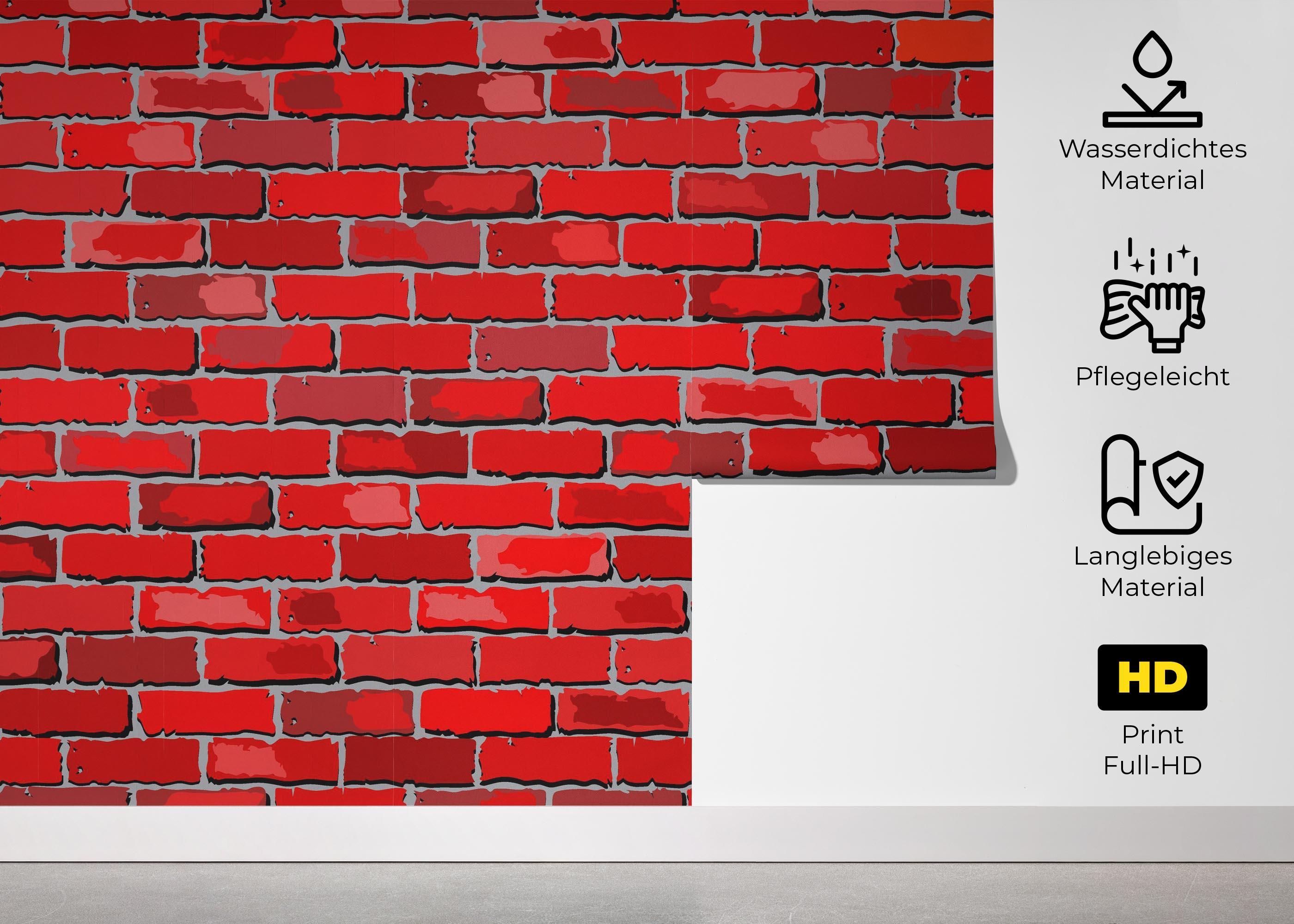 Fototapete Red Color Brick mockup 5