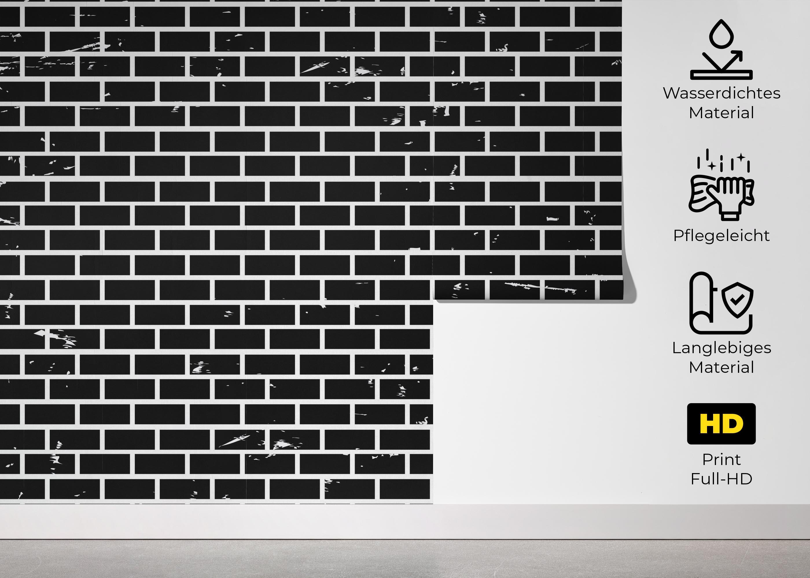 Fototapete Small Black Brick mockup 5