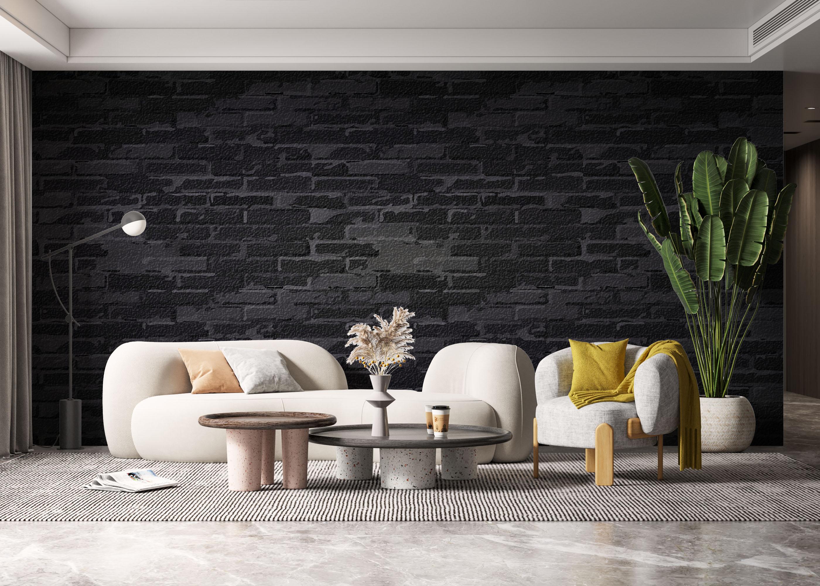 Fototapete Black Grey Brick Wall mockup 6