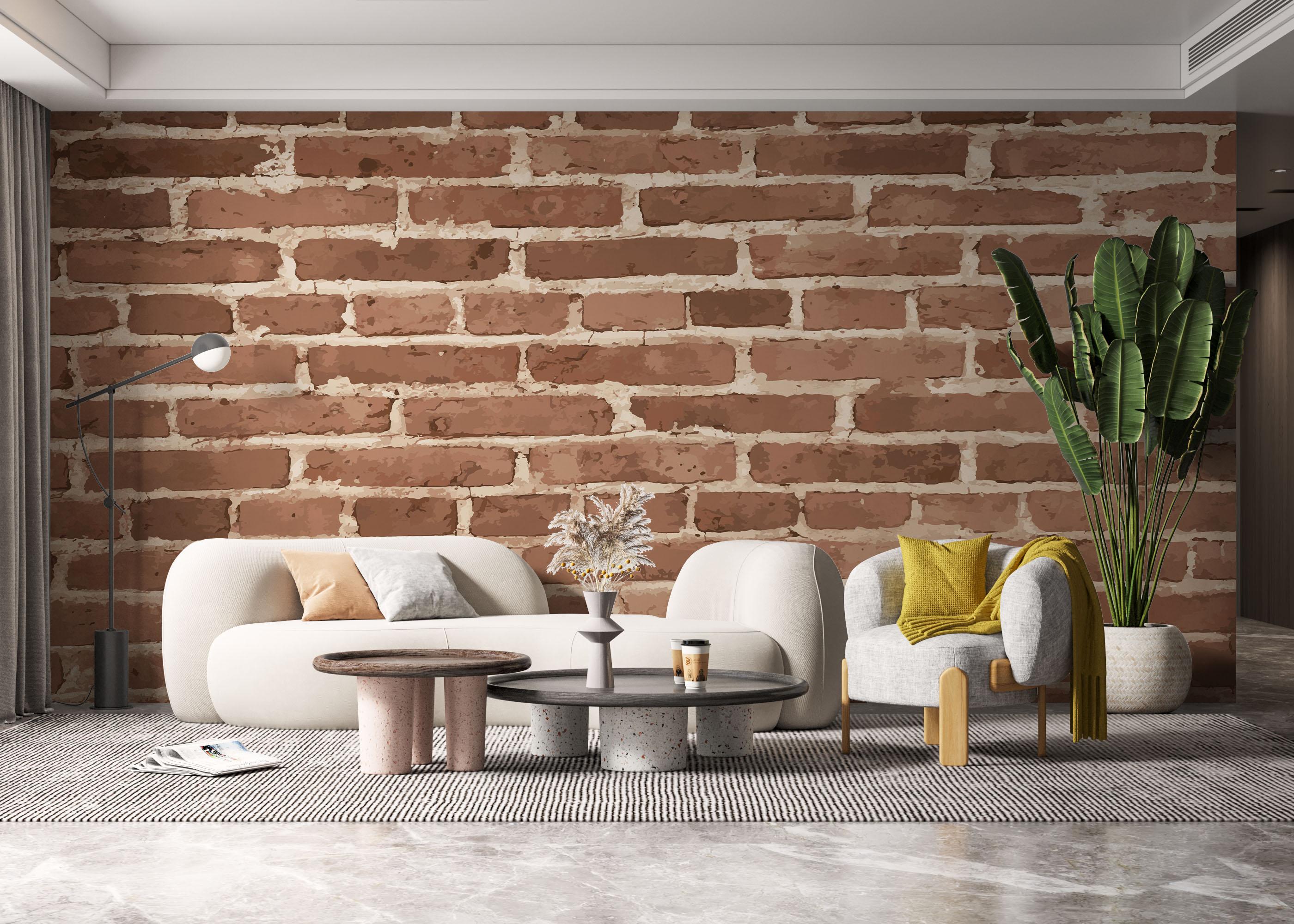 Fototapete Dark Cream Brick mockup 6