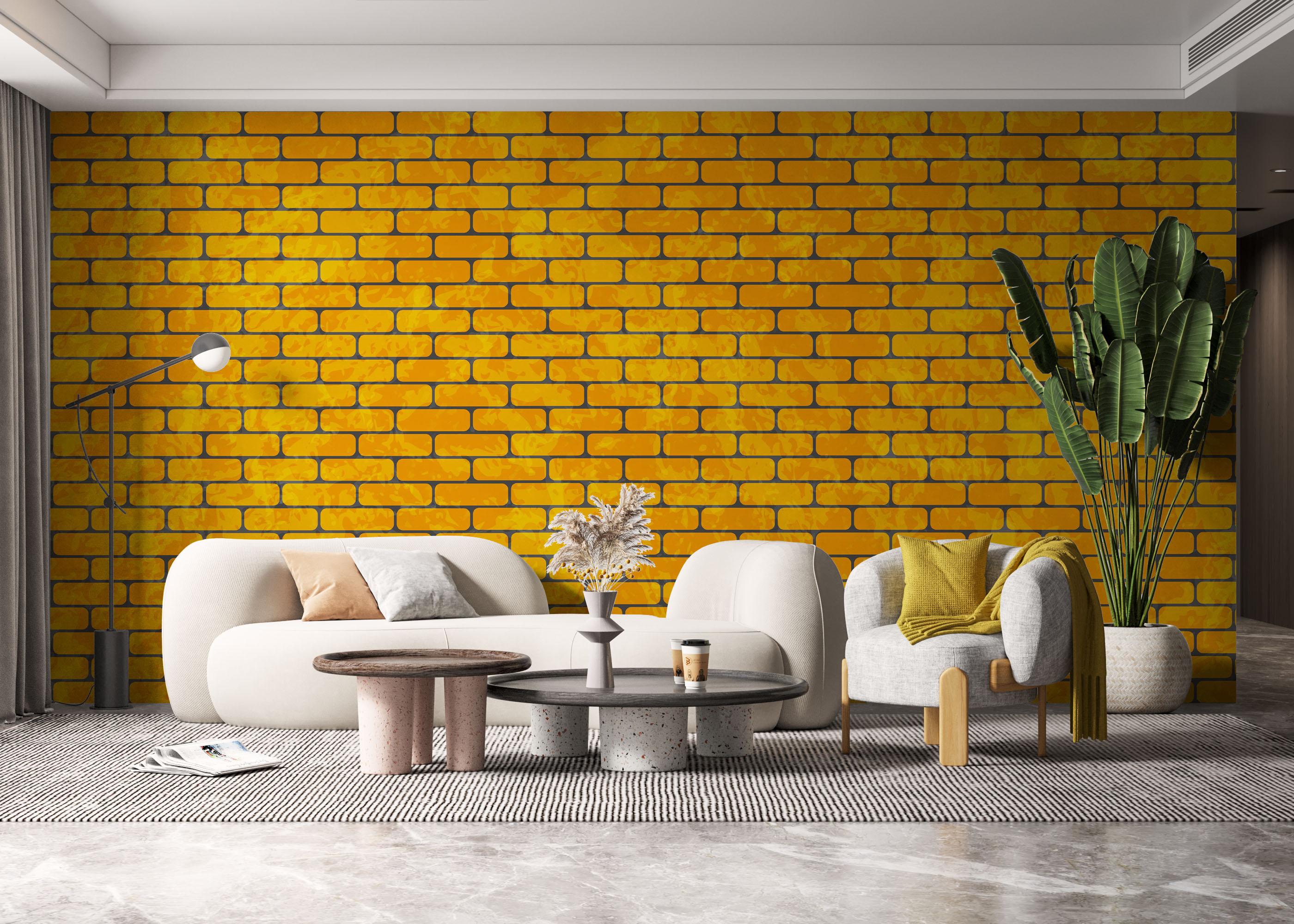 Fototapete Gold Color Brick mockup 6