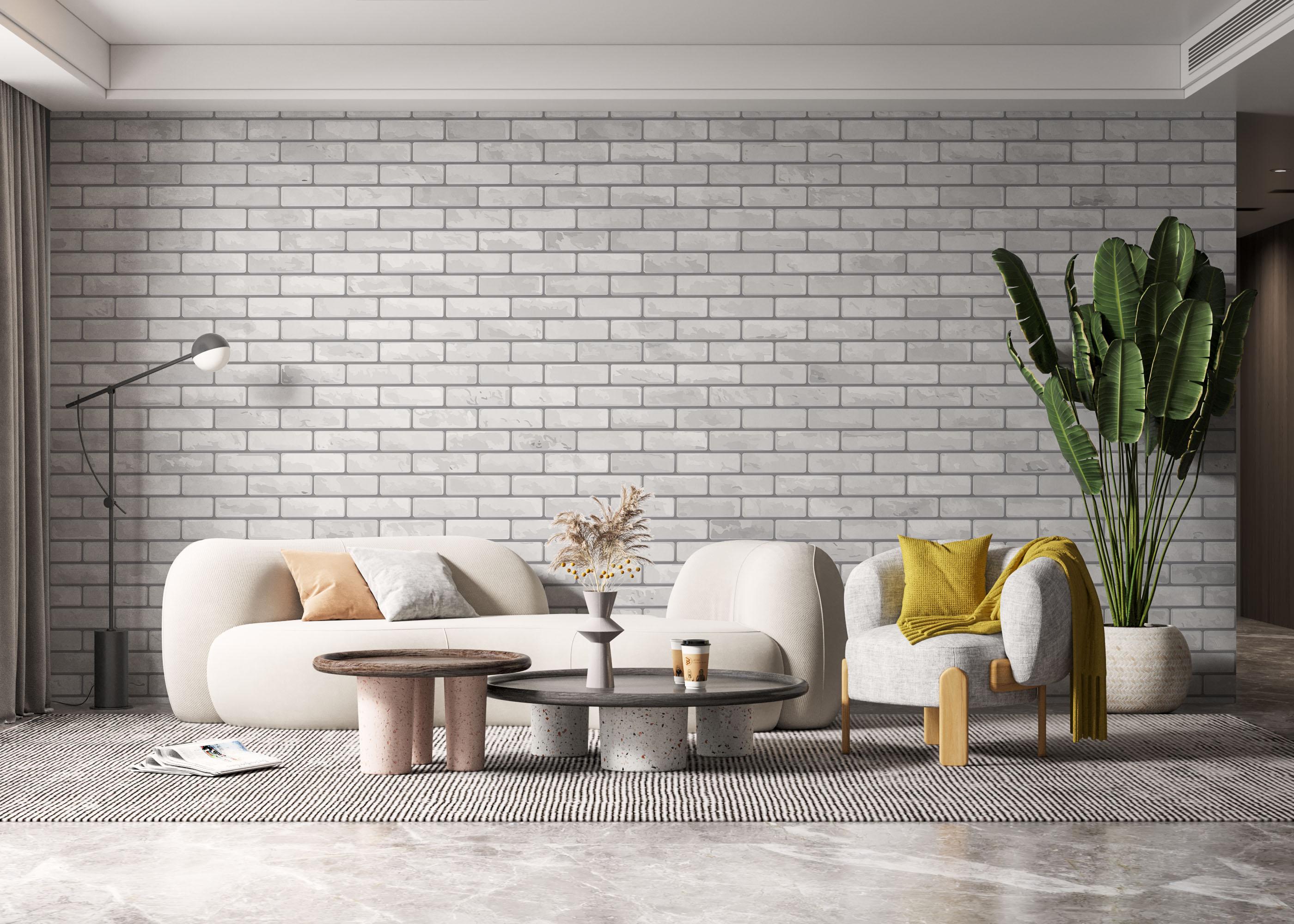 Fototapete Grey Brick Wall mockup 6