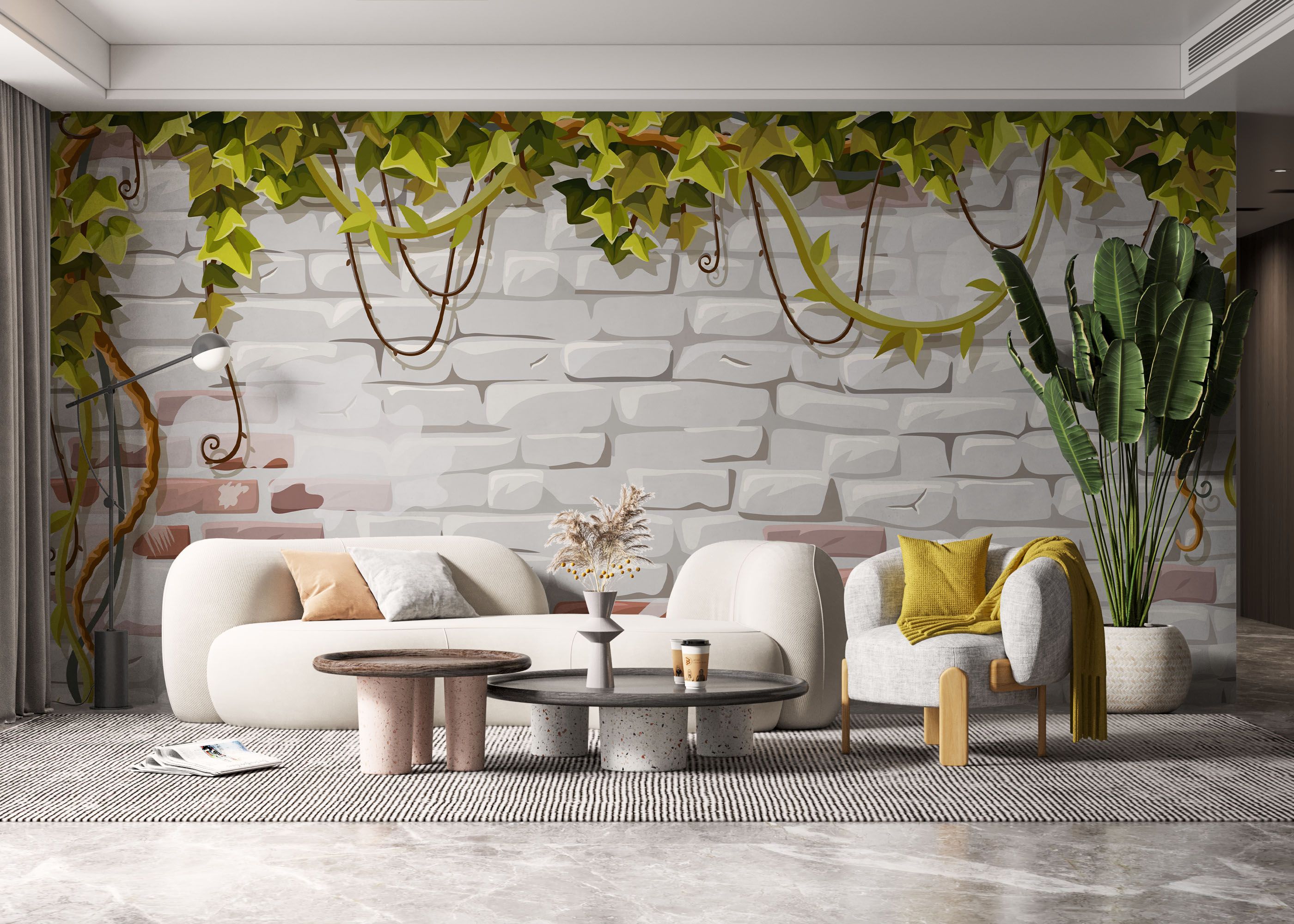 Leaves White Brick mockup 6