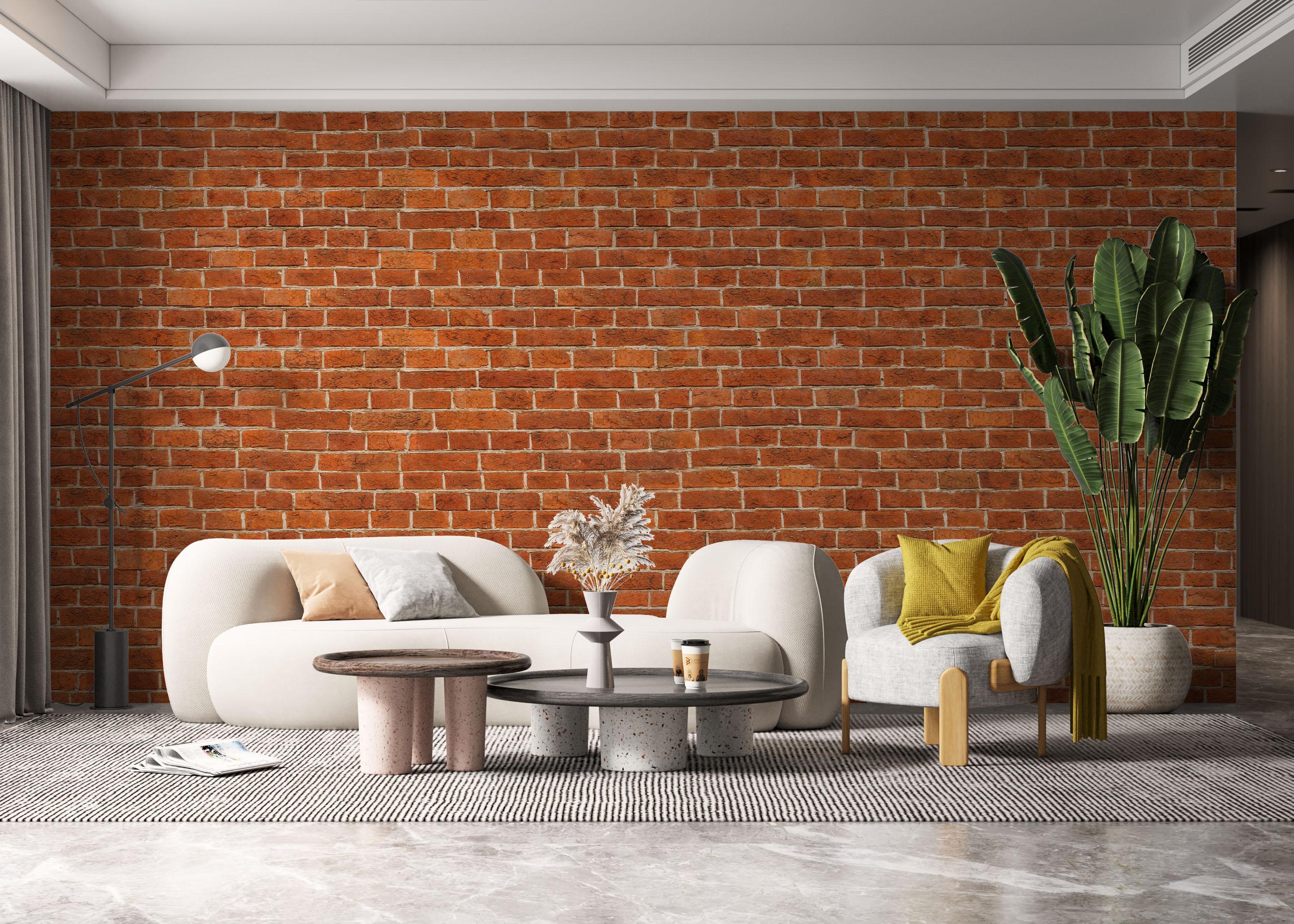 Fototapete Orange Brick Wall mockup 6
