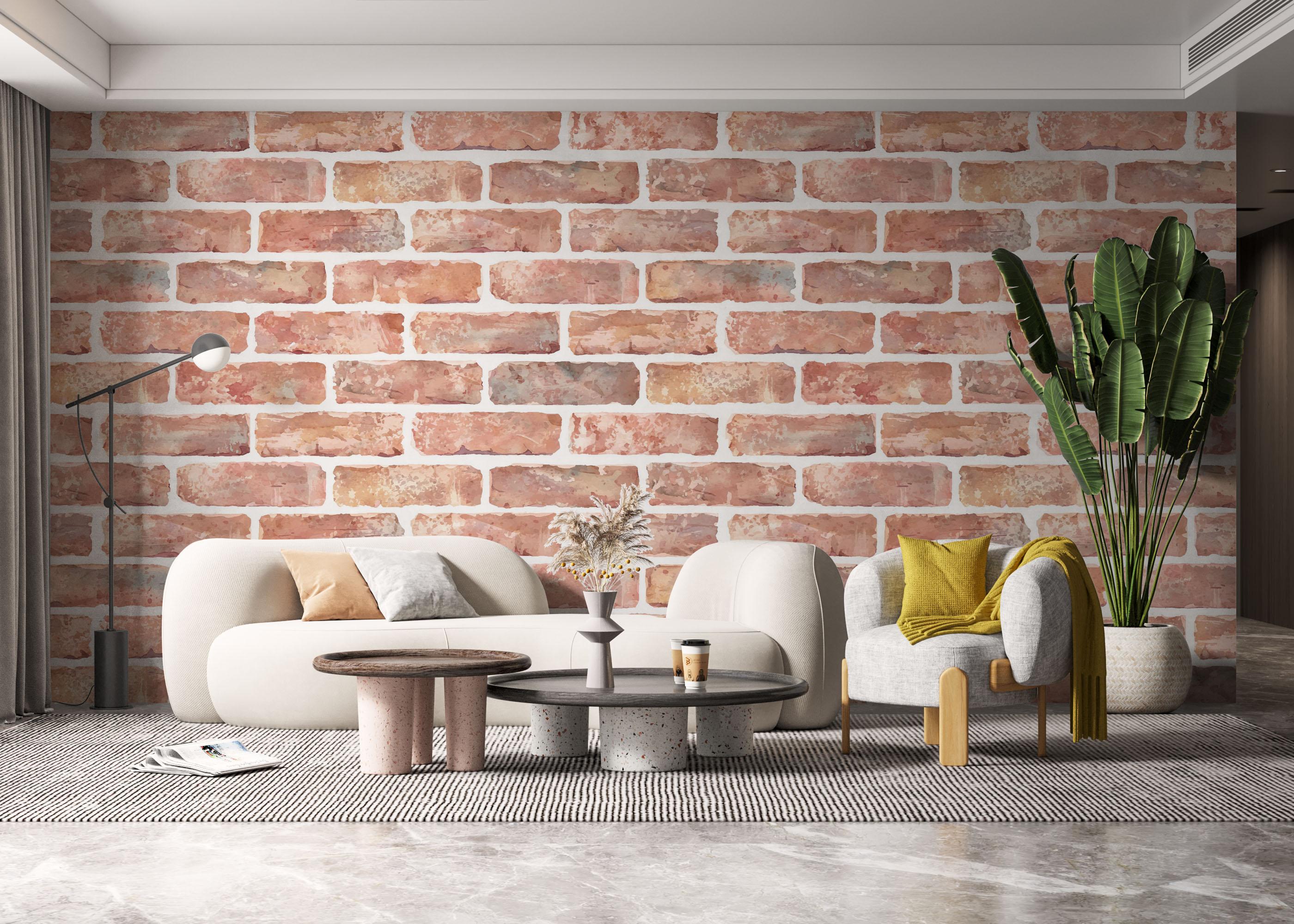 Fototapete Pastel Colors Brick mockup 6