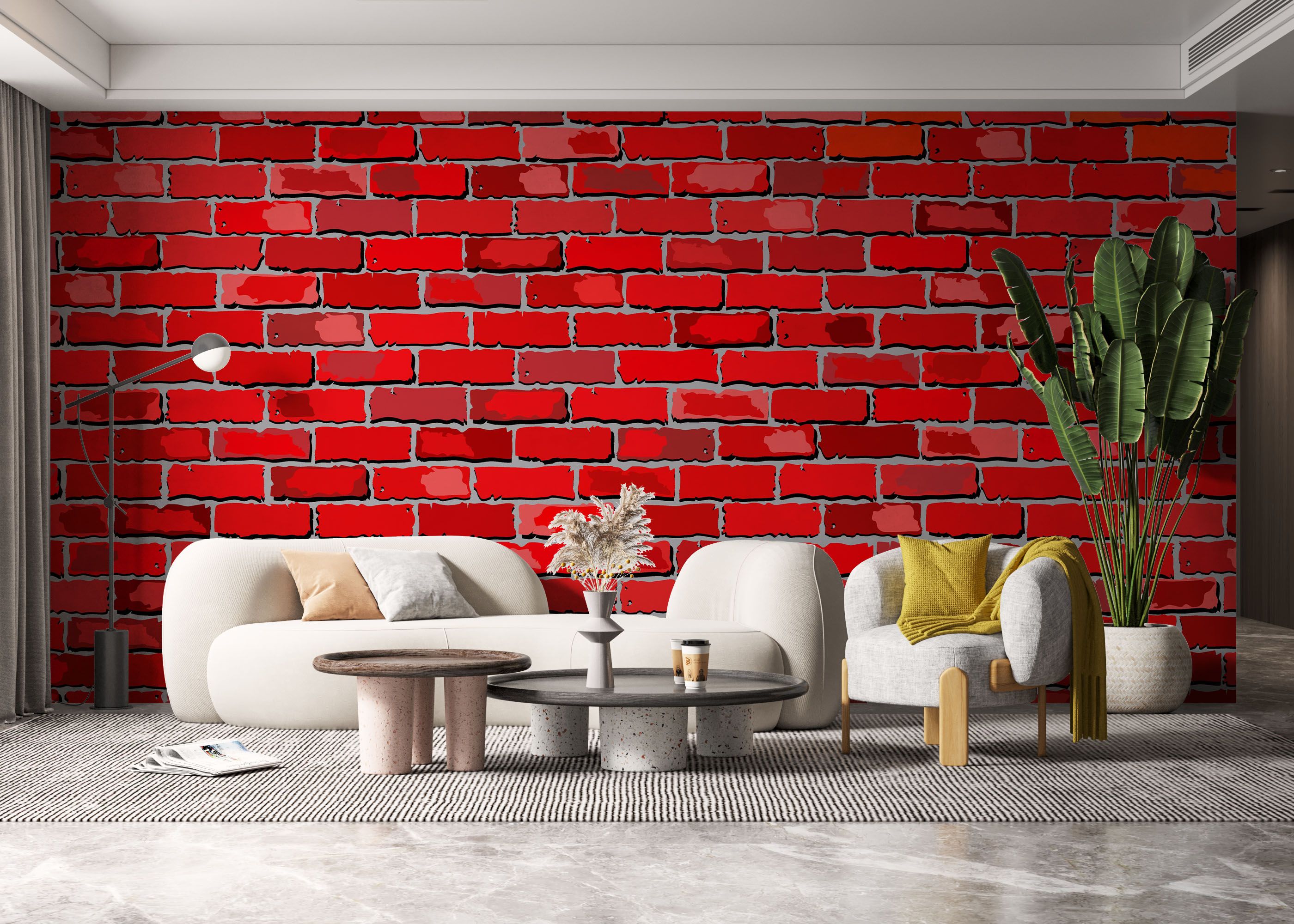 Red Color Brick mockup 6