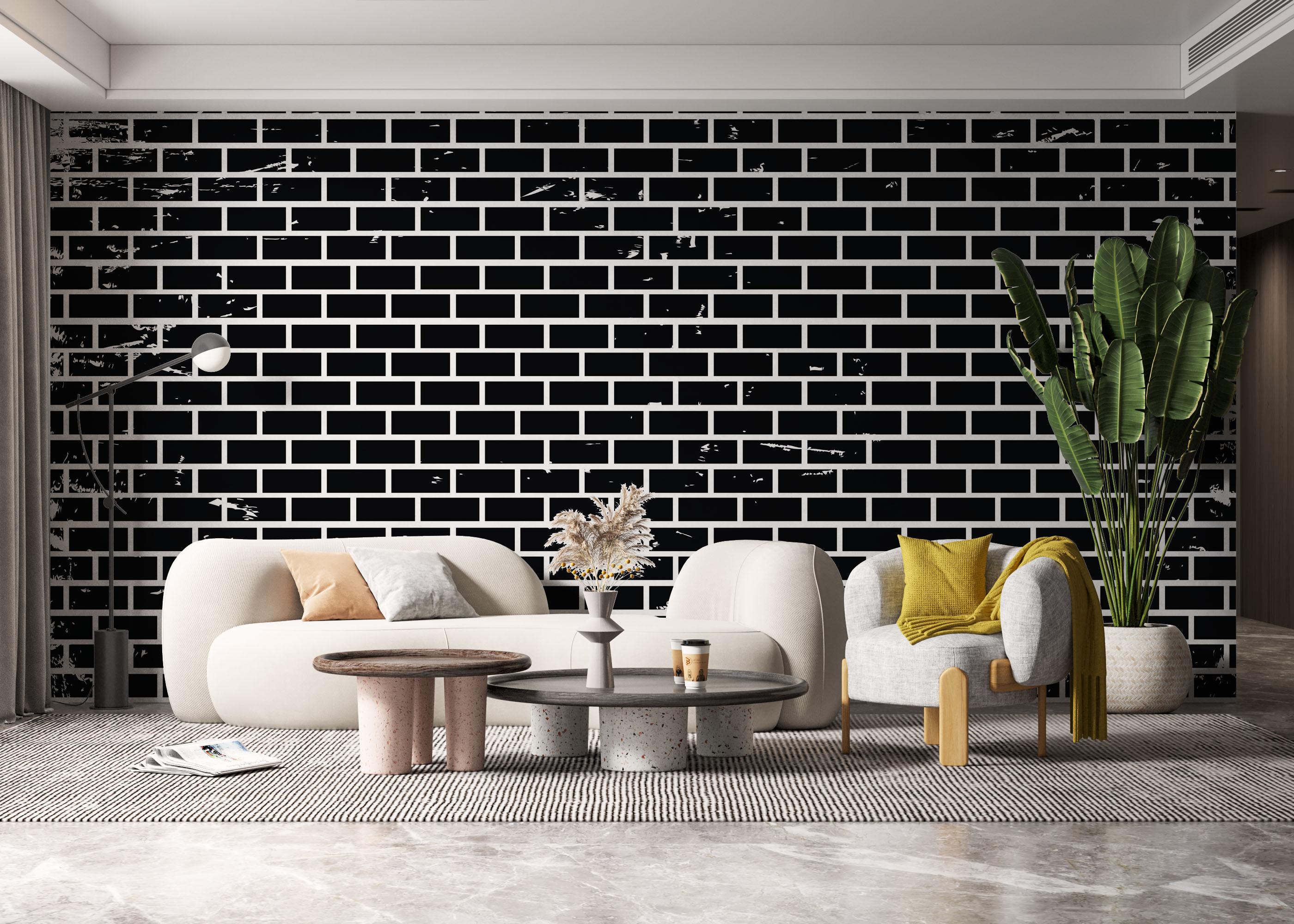 Fototapete Small Black Brick mockup 6