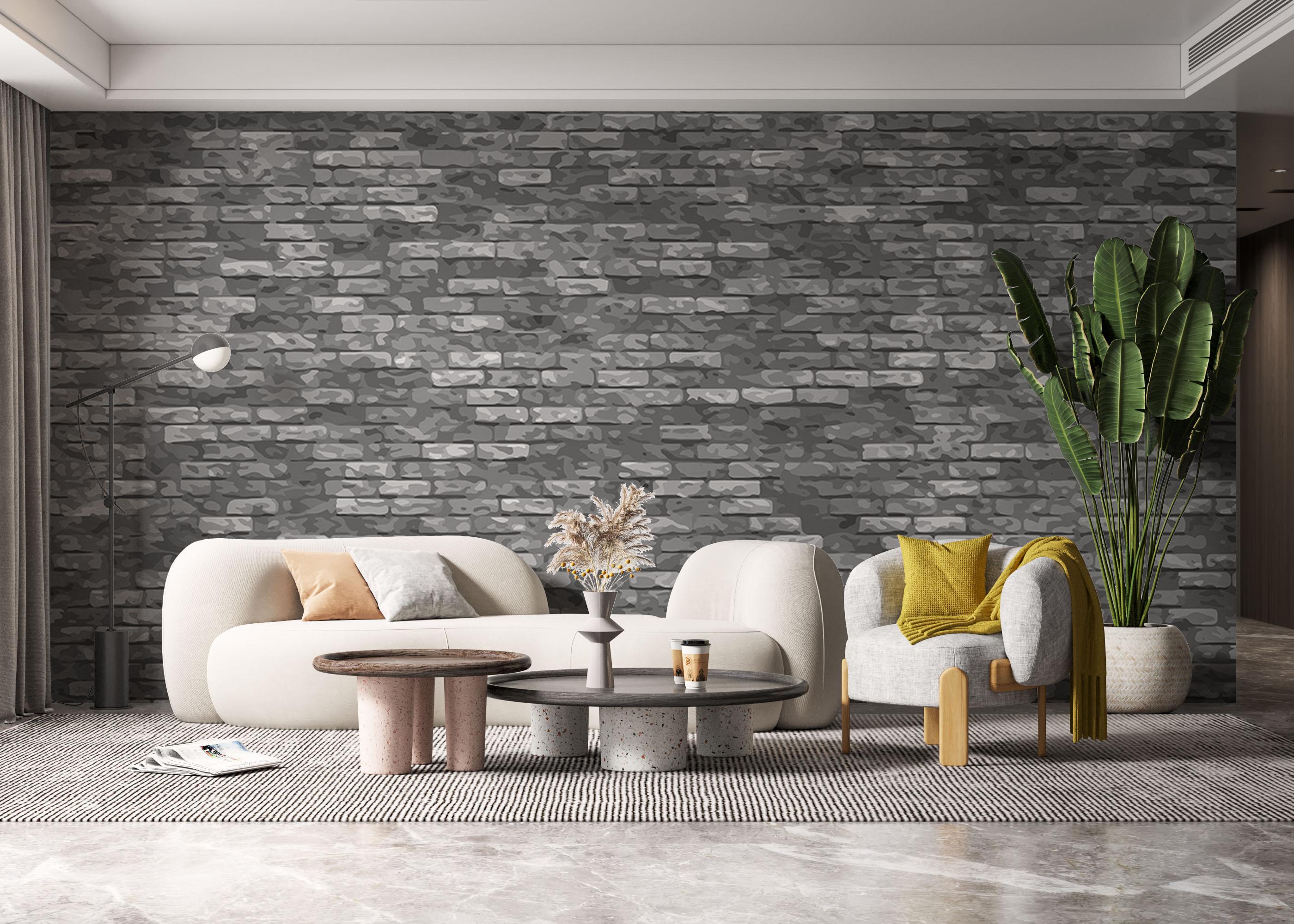 Fototapete Small Dark Grey Brick mockup 6