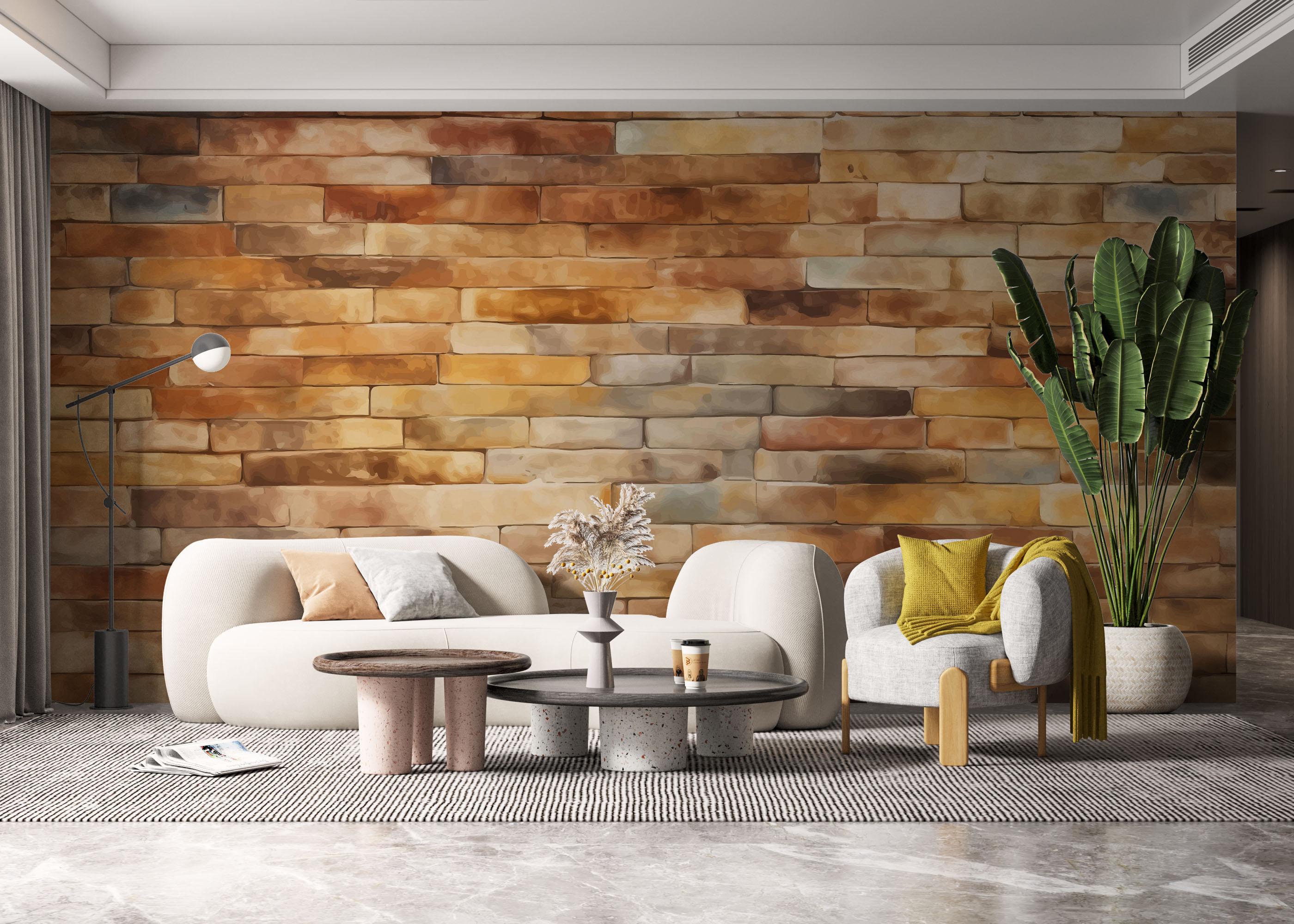 Fototapete Yellow Light Brick mockup 6