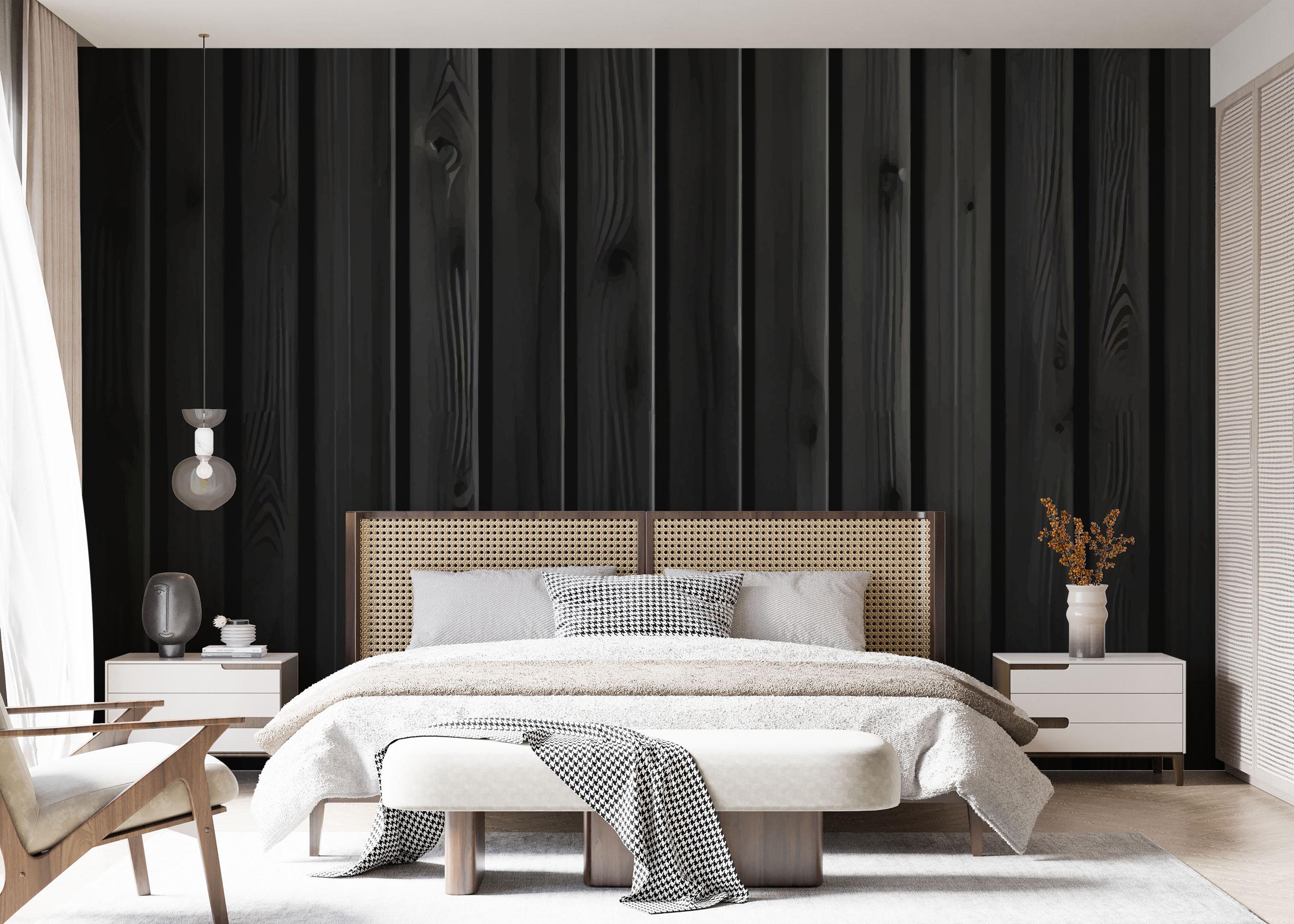 Fototapete Black Wood Wall mockup 7