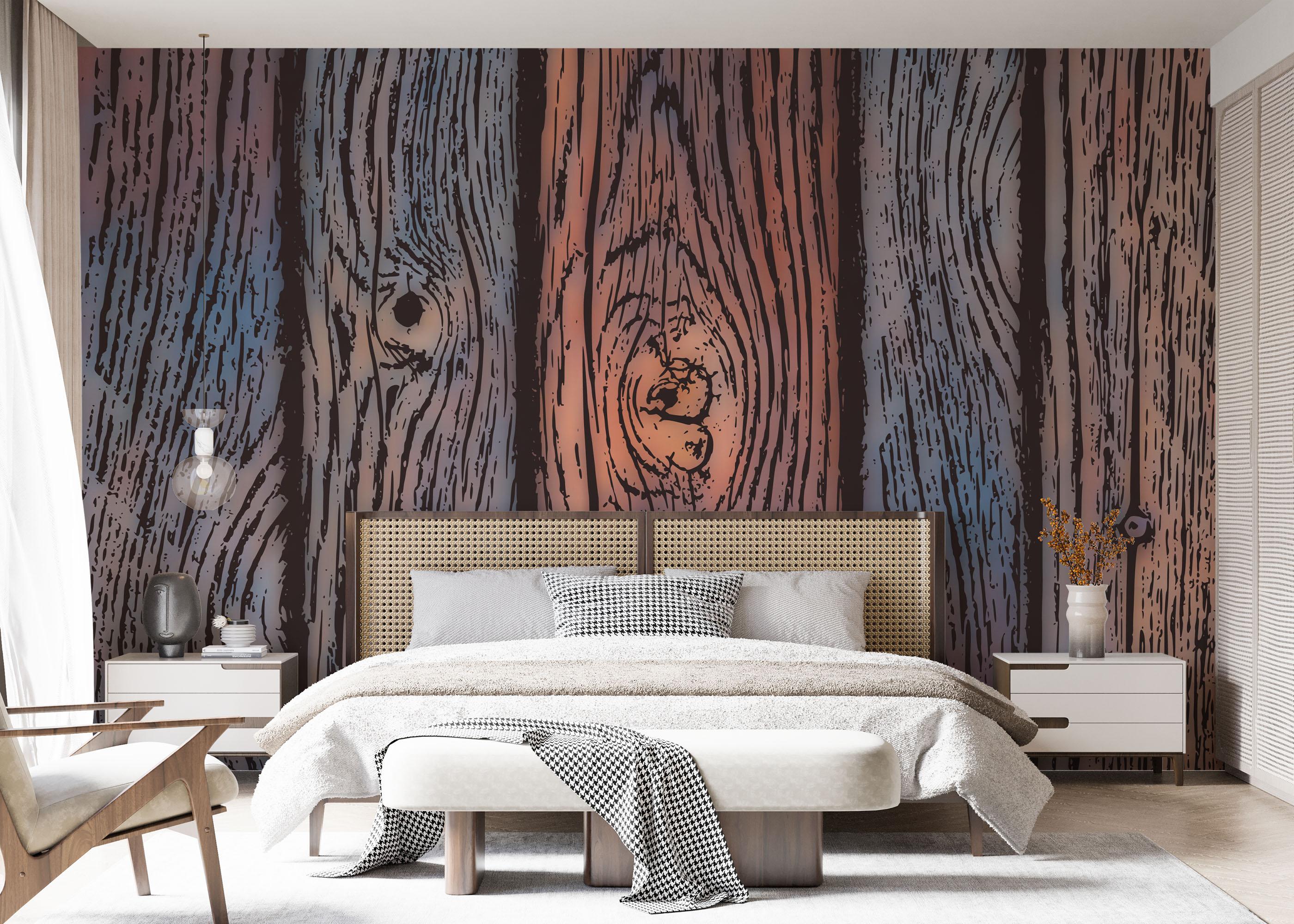 Fototapete Colorful Wood Wall mockup 7