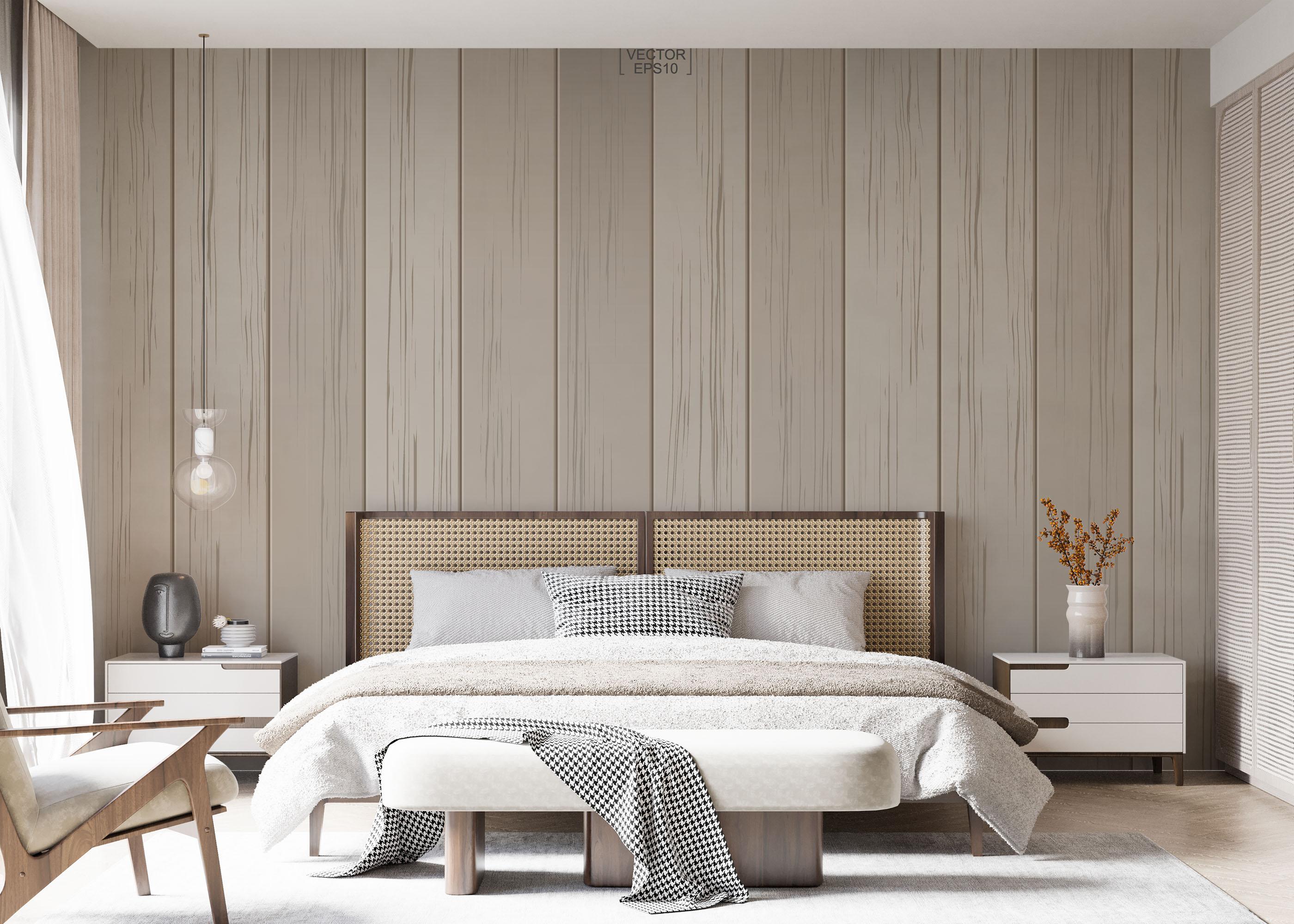 Fototapete Cream Wood Wall mockup 7