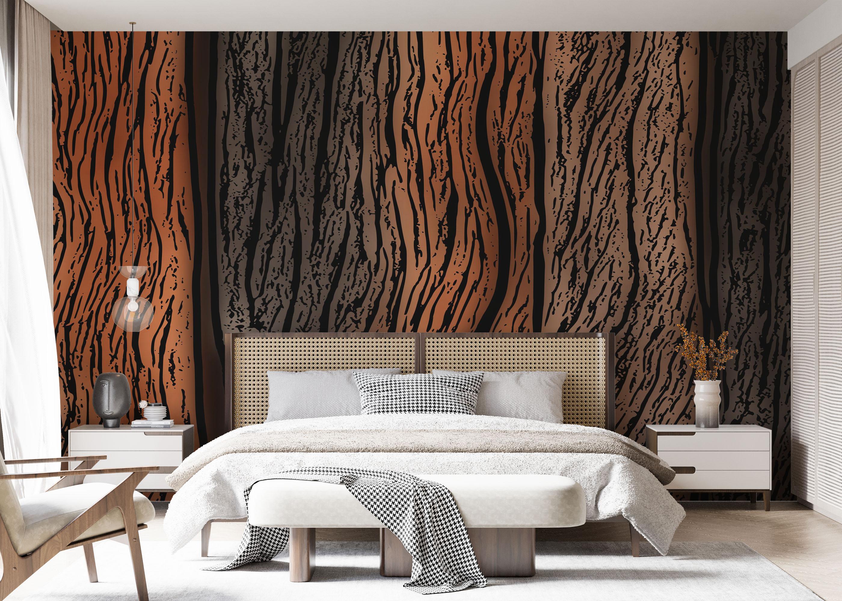 Fototapete Orange Black Wood mockup 7