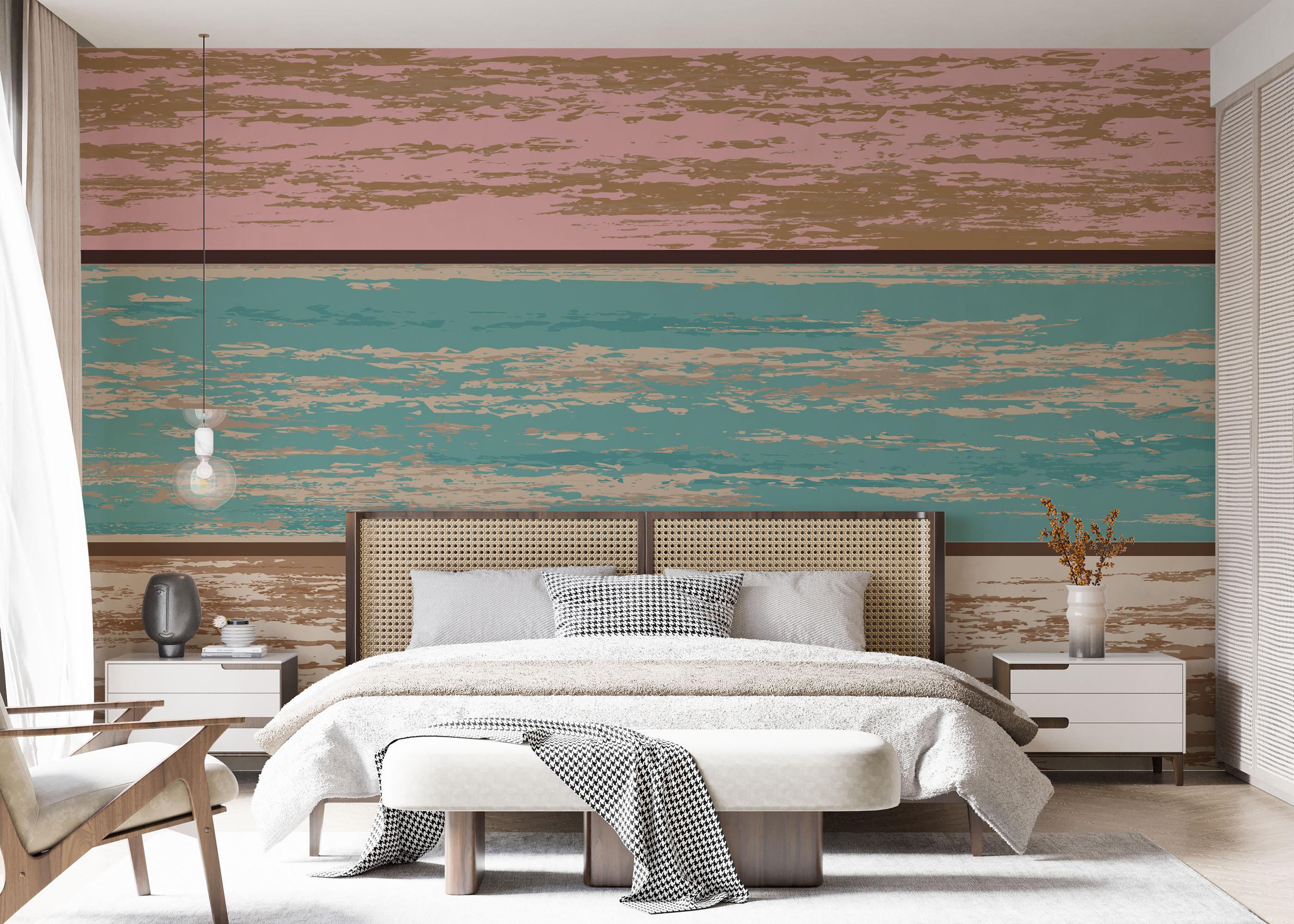 Fototapete Pink Blue Wood mockup 7