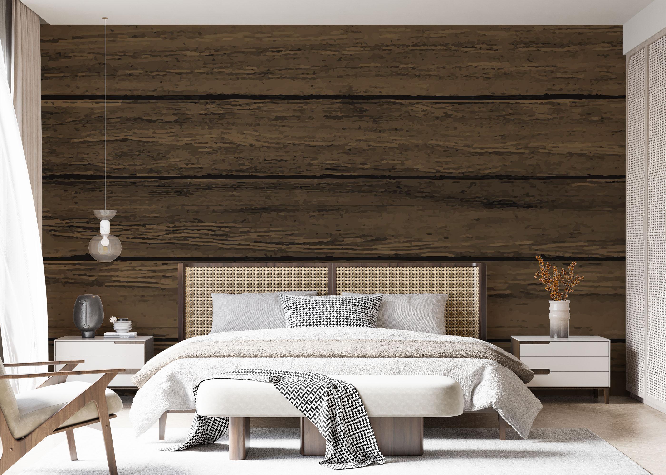 Fototapete Wooden Brown Wall mockup 7