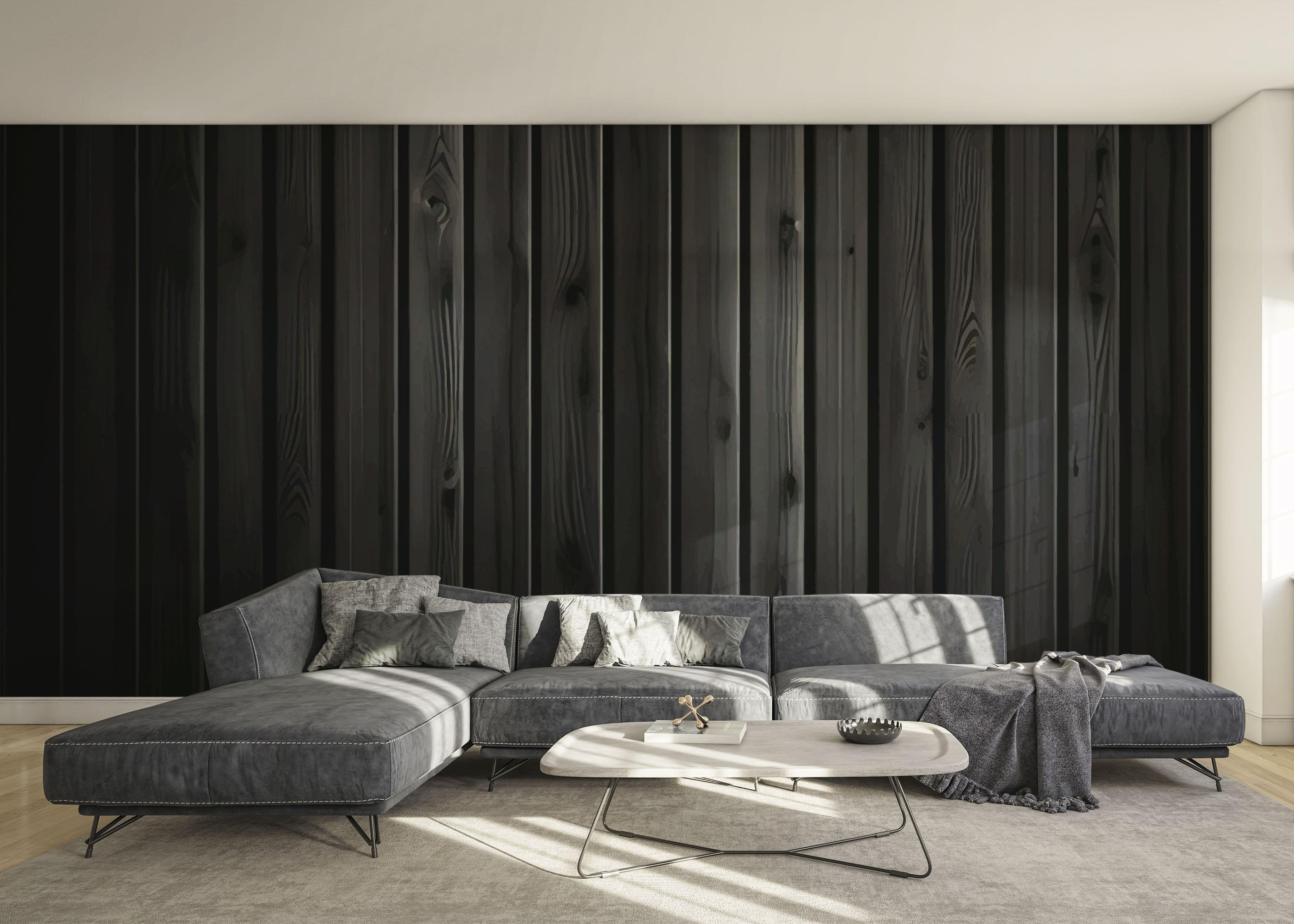 Fototapete Black Wood Wall mockup 0