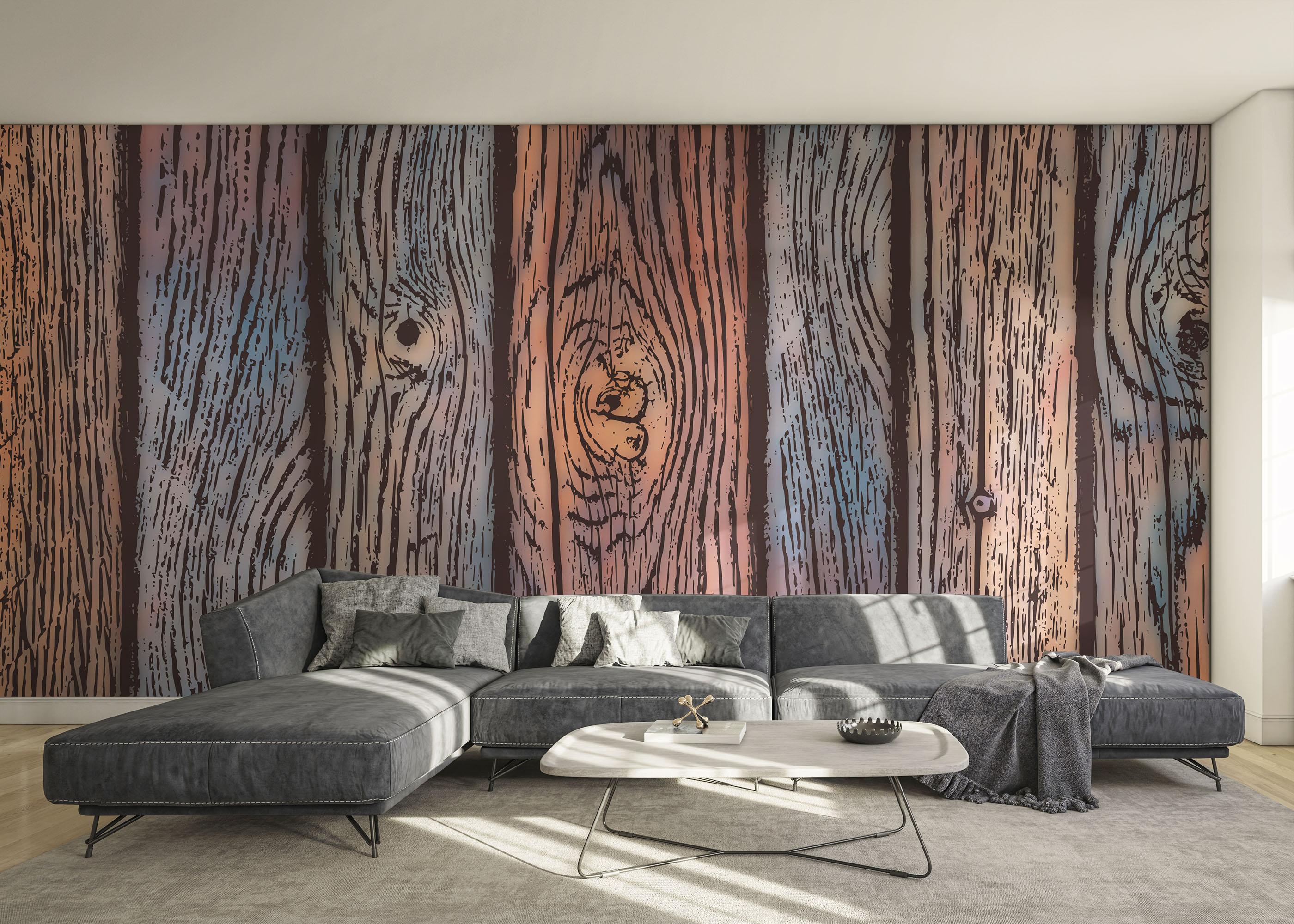 Fototapete Colorful Wood Wall mockup 0
