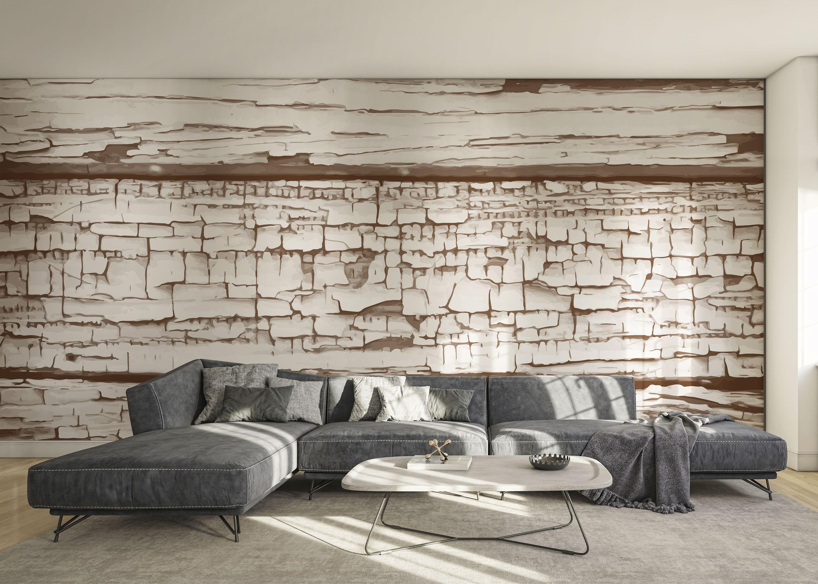 Fototapete Cracked Wood Paint mockup 0